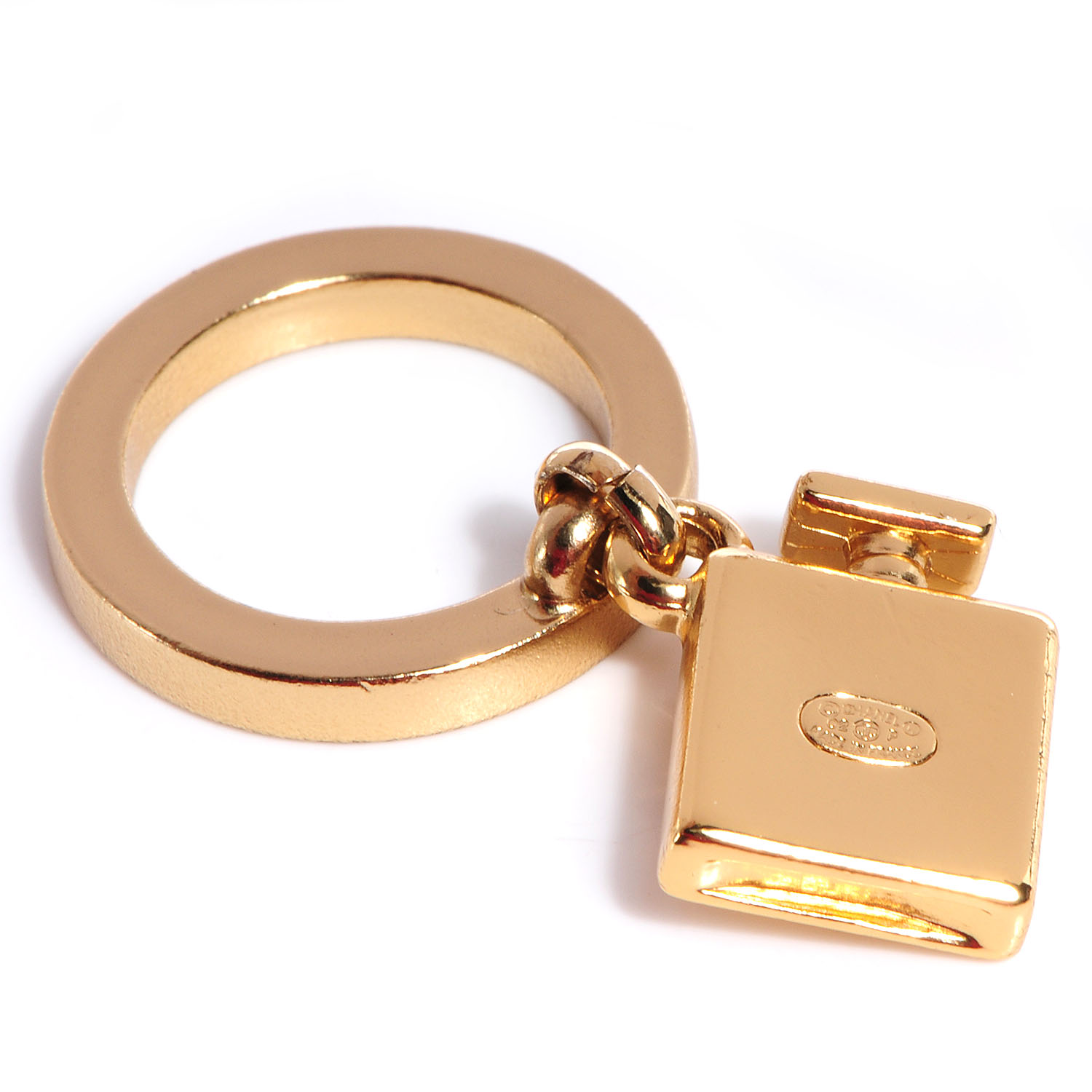 CHANEL N°5 Perfume Bottle Charm Ring 6.5 Gold 67293