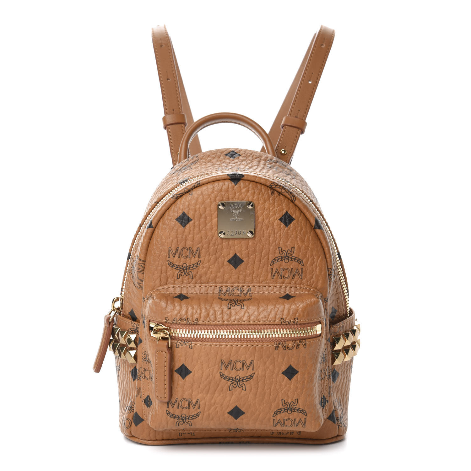 Mcm Visetos Side Stud X Mini Stark Bebe Boo Backpack Cognac Fashionphile