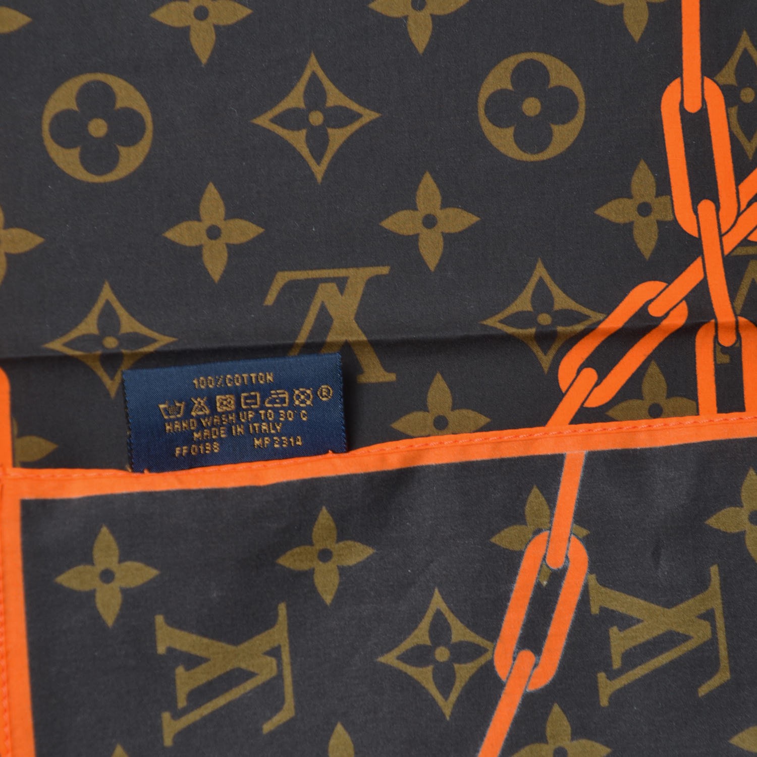 LOUIS VUITTON Cotton Monogram Solar Ray Bandana Scarf Orange 338718