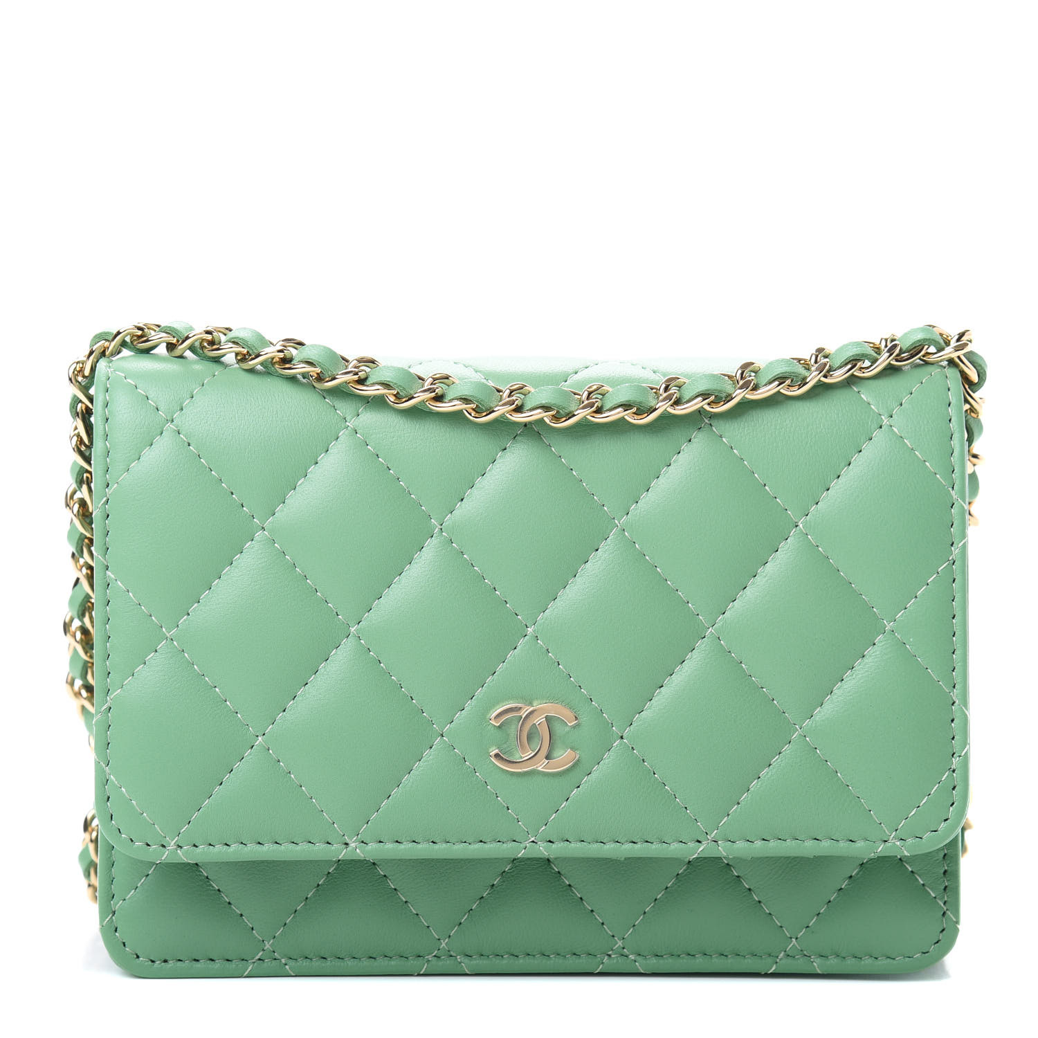 chanel green wallet on chain