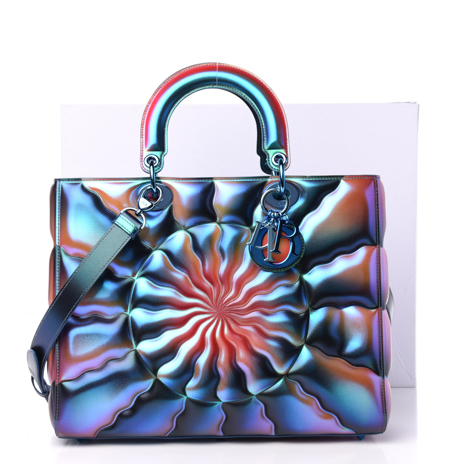 CHRISTIAN DIOR Metallic Iridescent Calfskin Large Judy Chicago Lady Art ...