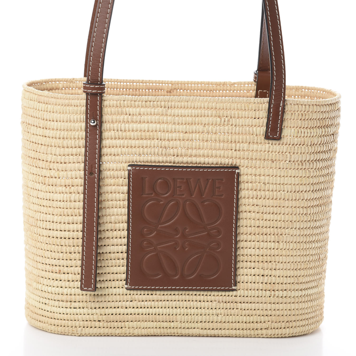 LOEWE Raffia Square Basket Tote Bag Natural Tan 582013 | FASHIONPHILE