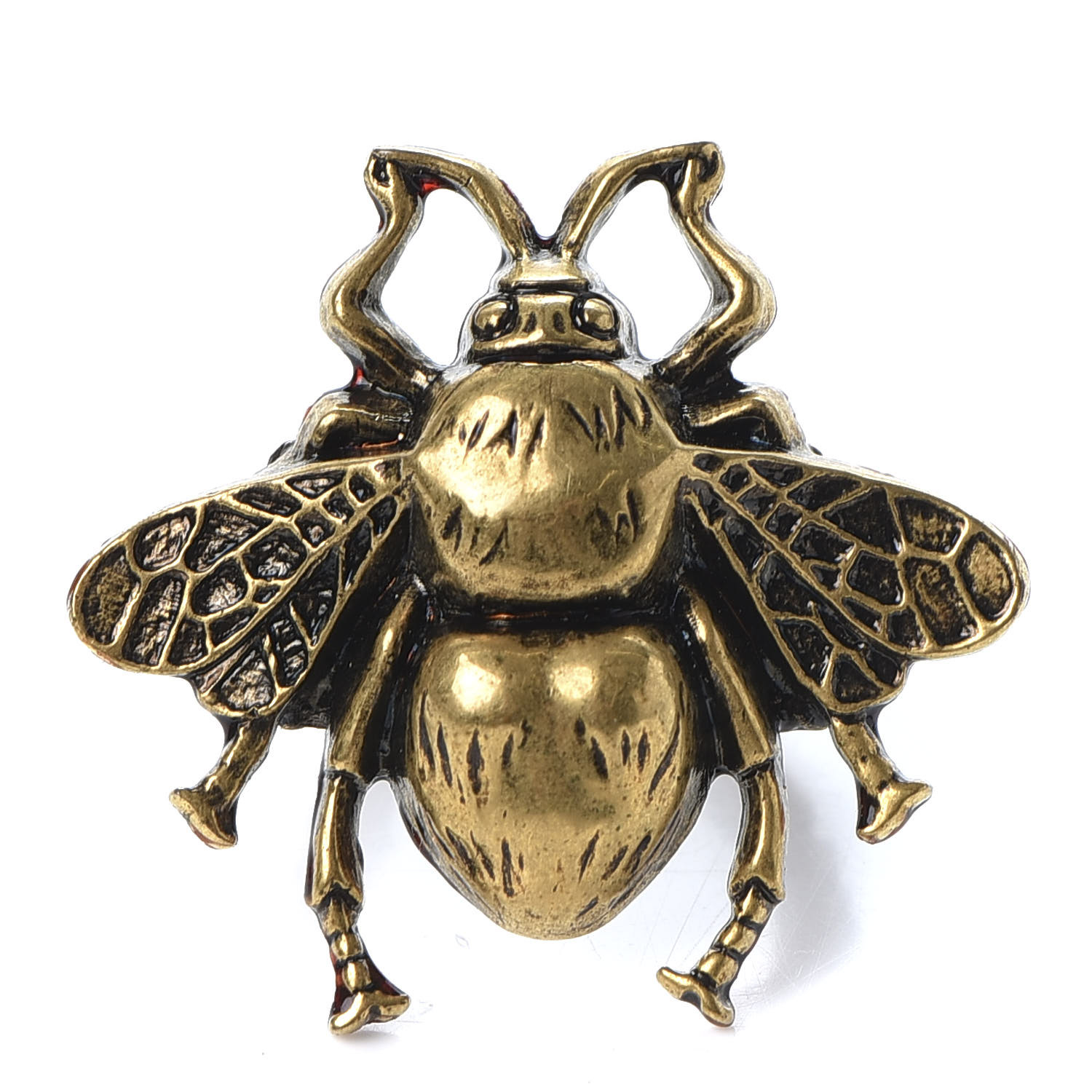 GUCCI Metal Enamel Bee Ring 6.75 Aged Gold 583530