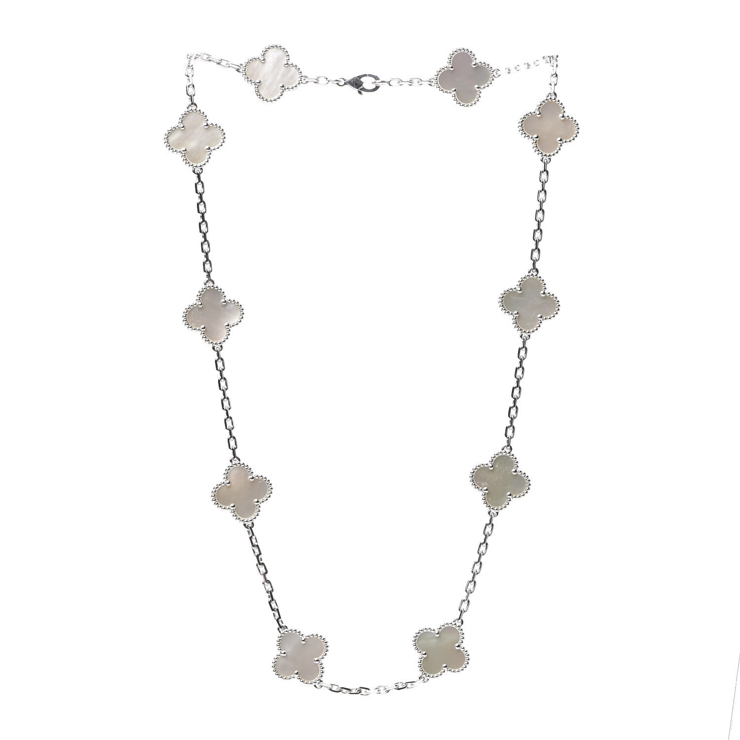 VAN CLEEF & ARPELS 18K White Gold Mother of Pearl 10 Motifs Vintage ...