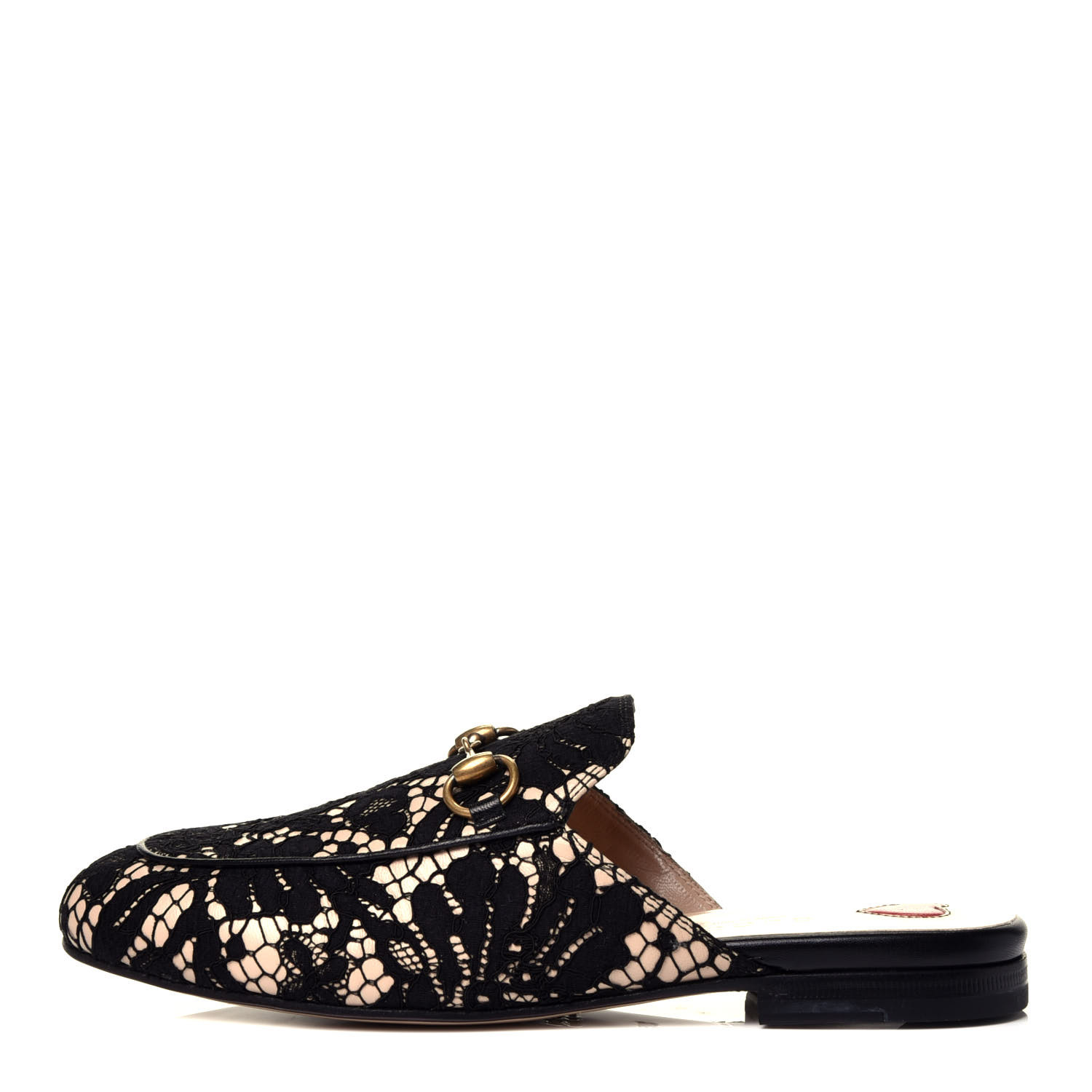 GUCCI Lace Womens Princetown Slippers 35 Black 755617 | FASHIONPHILE