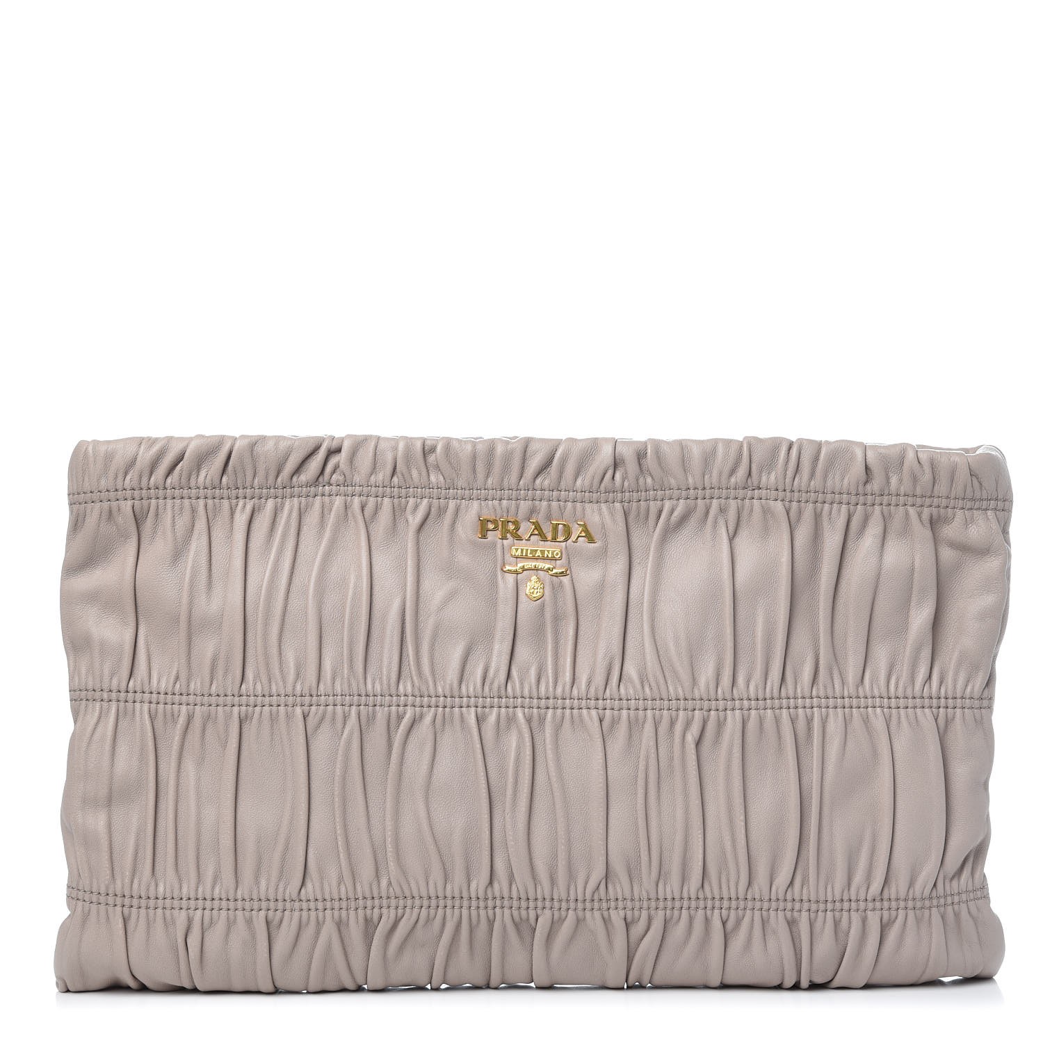 PRADA Nappa Gaufre Ruched Clutch Pomice 324243