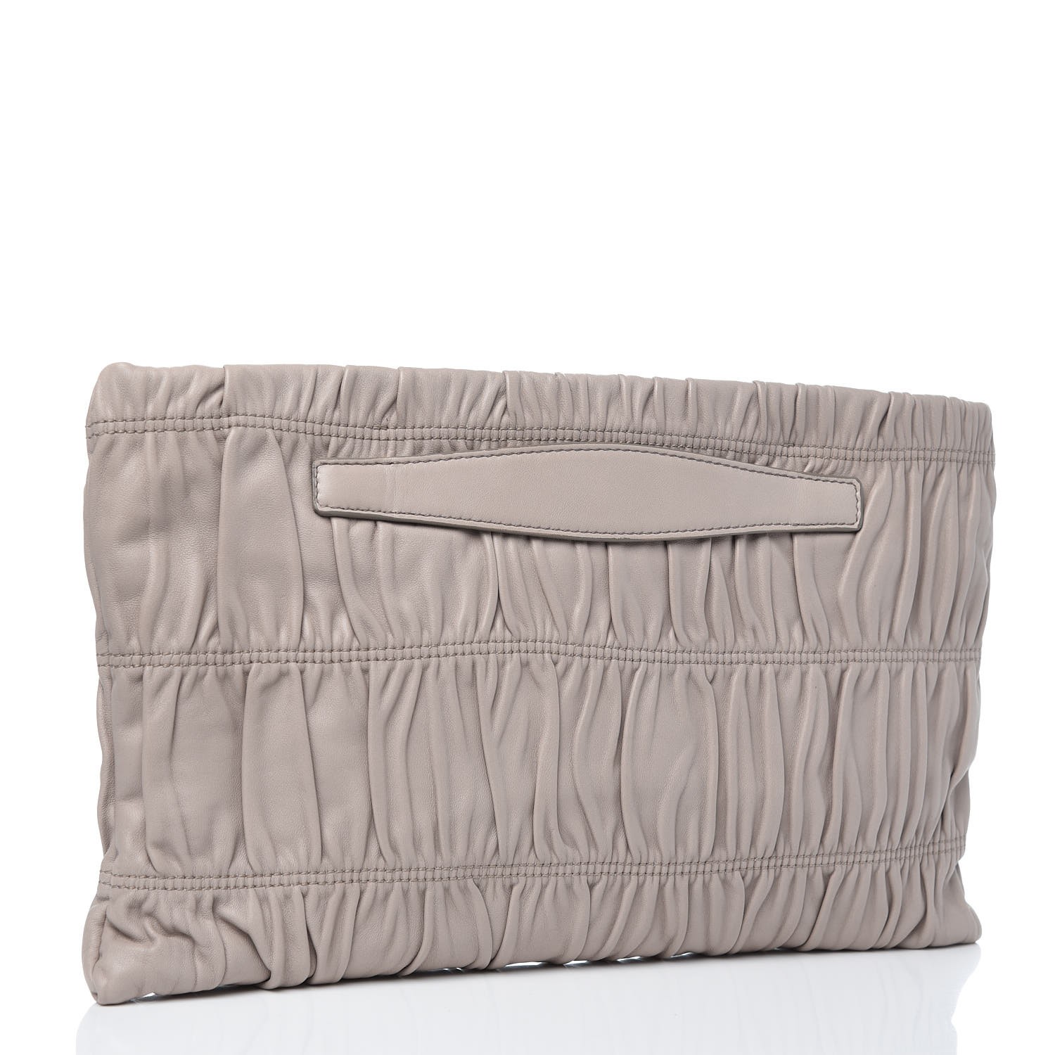 PRADA Nappa Gaufre Ruched Clutch Pomice 324243