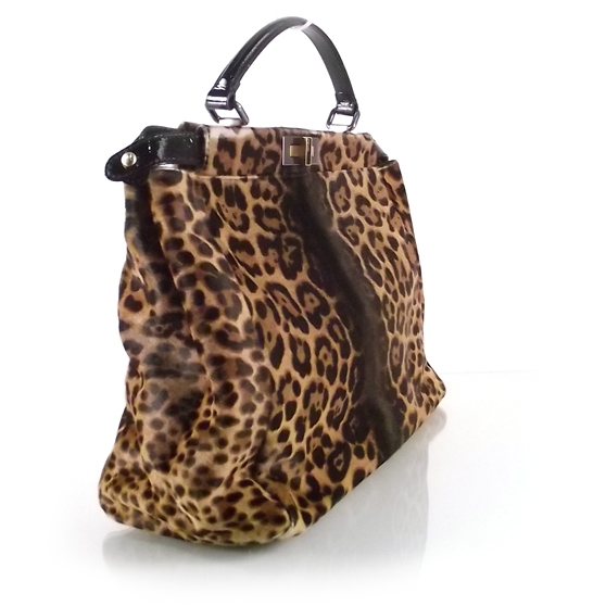 FENDI Calf Hair Leopard Print Zucca Large Peekaboo Iconic Tote 18741