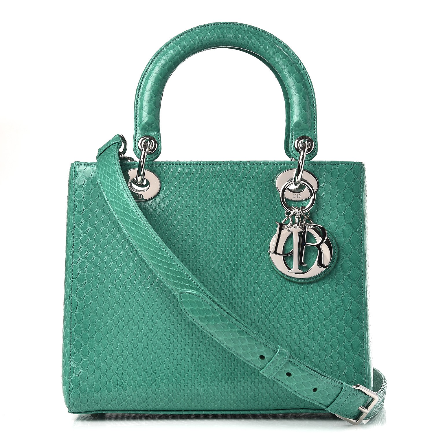 CHRISTIAN DIOR Python Medium Lady Dior Green 241304