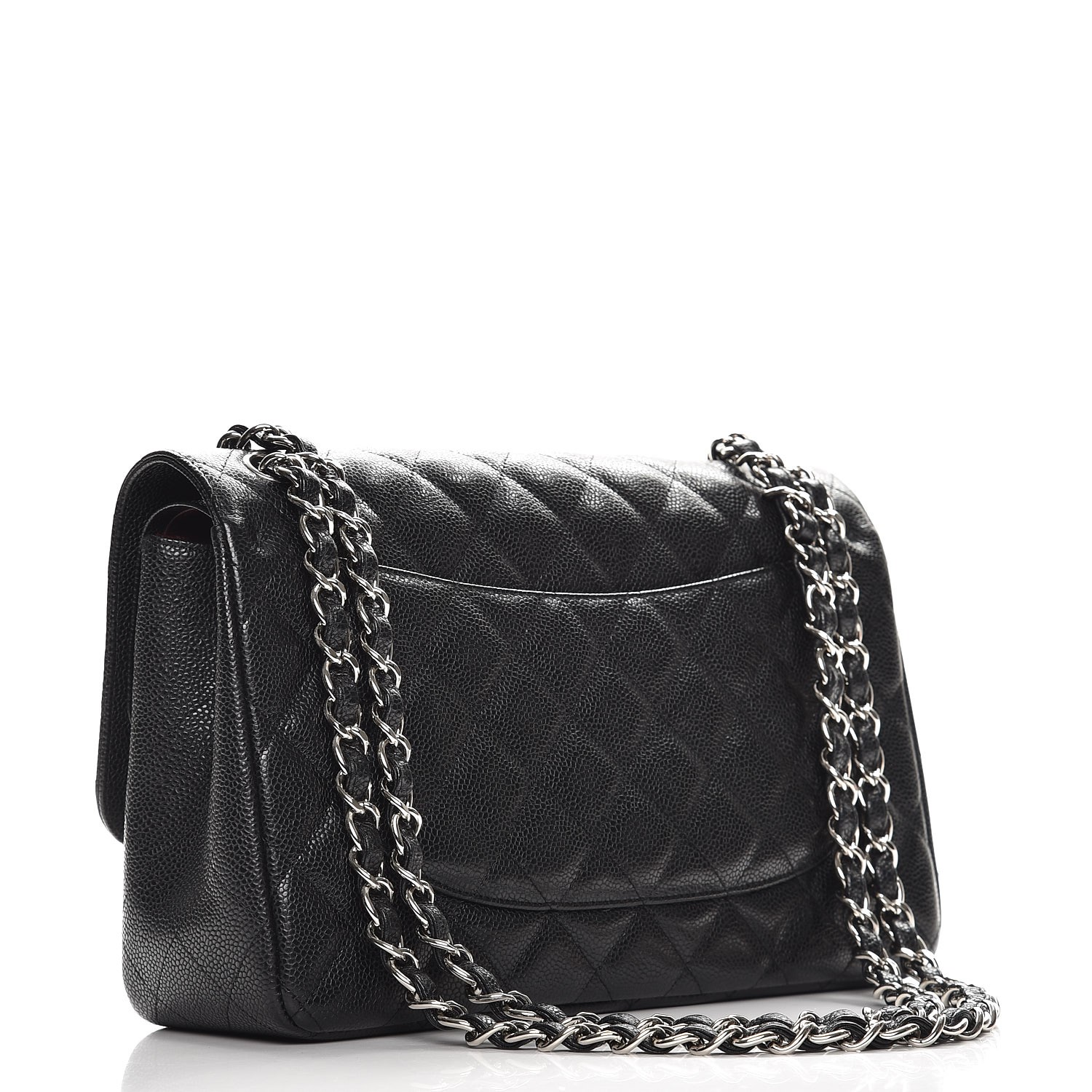 CHANEL Caviar Quilted Jumbo Double Flap Black 228731