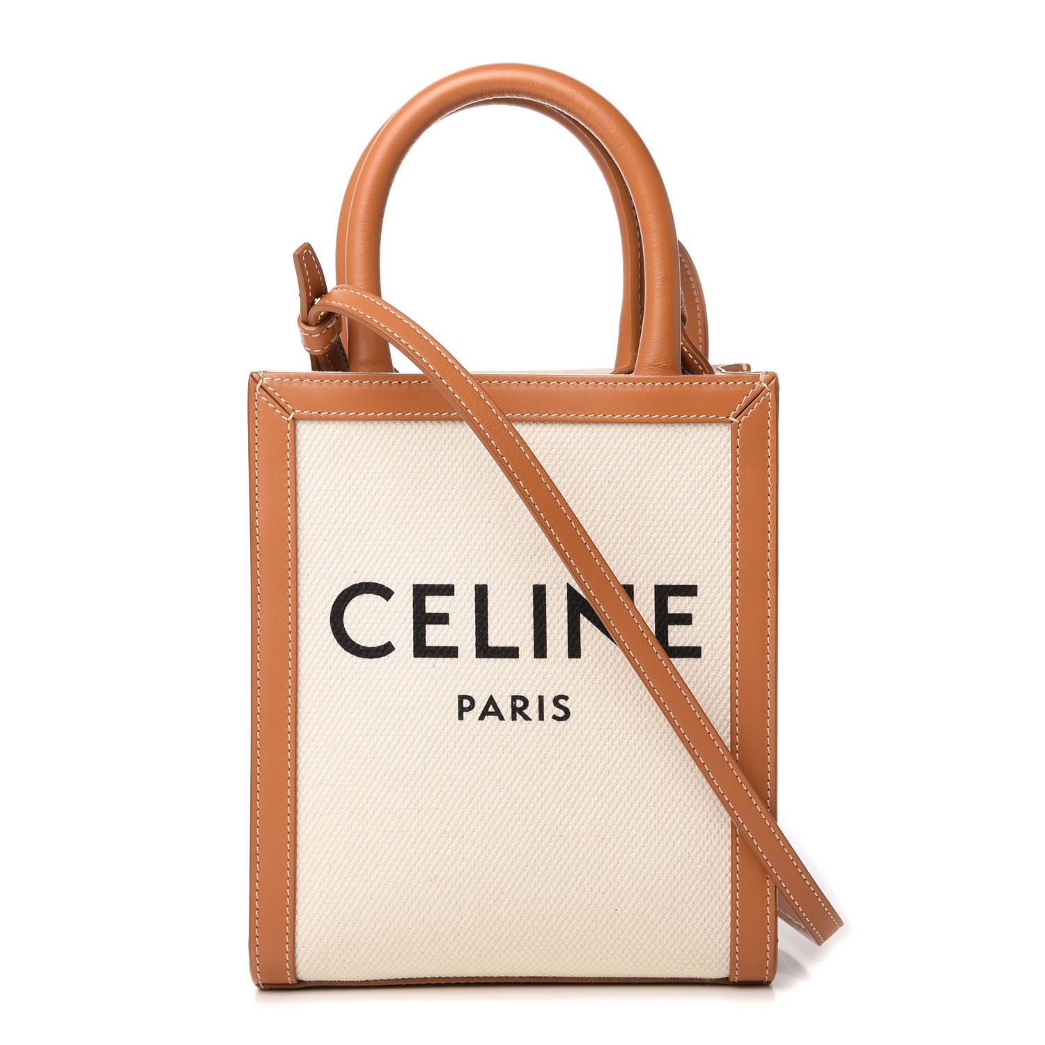 CELINE Canvas Calfskin Mini Vertical Cabas Natural Tan 785786 ...