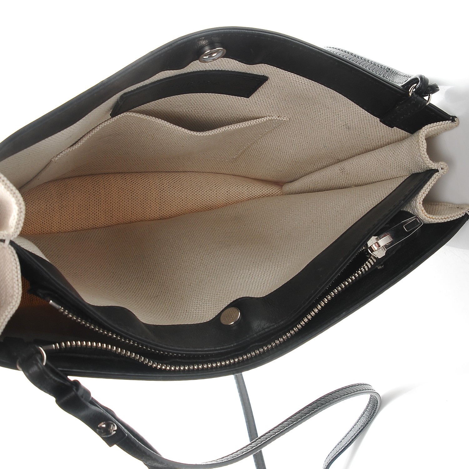 BALENCIAGA Cotton Canvas Pochette Crossbody Bag Black 206218