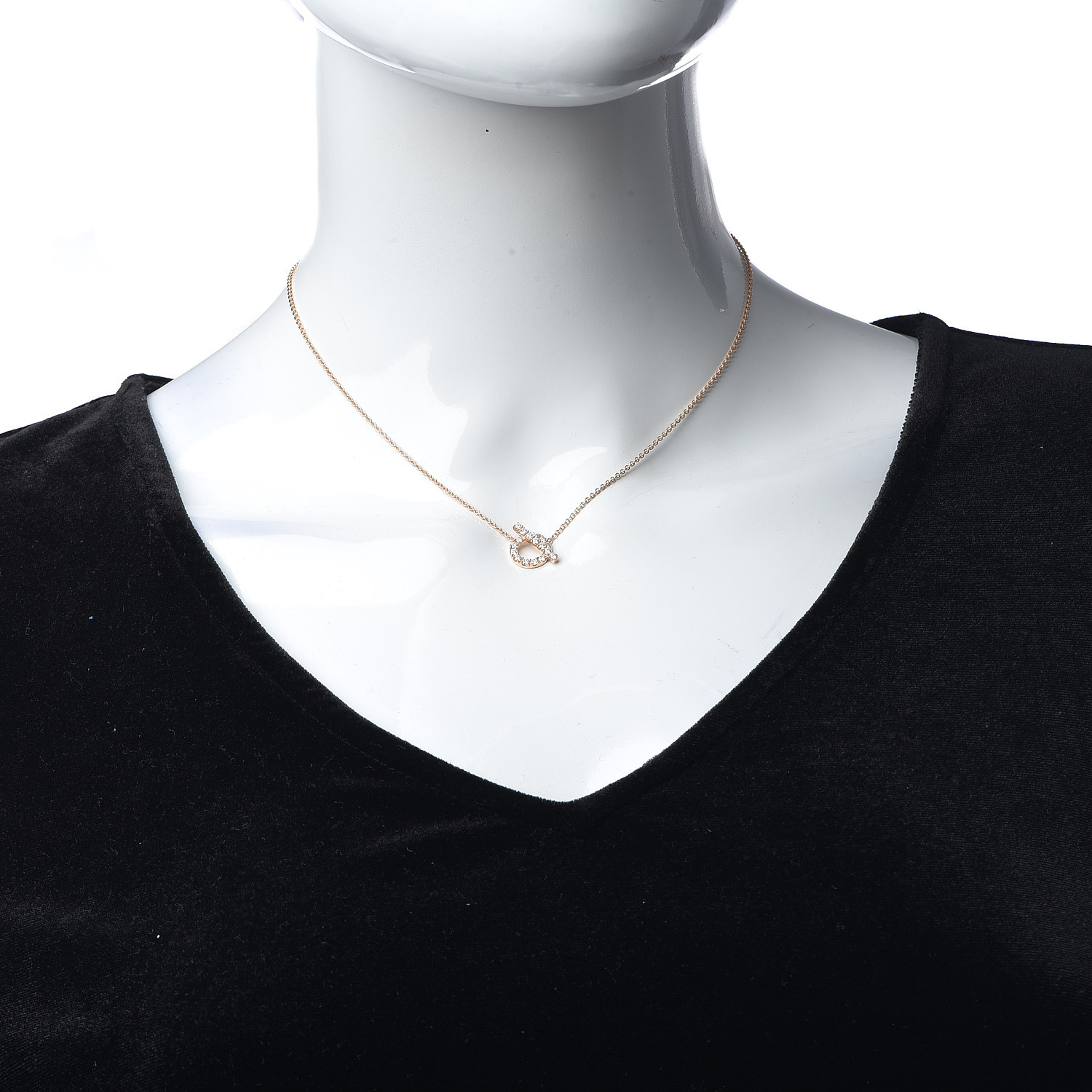 HERMES 18K Rose Gold Diamond Finesse Pendant Necklace 495579 | FASHIONPHILE