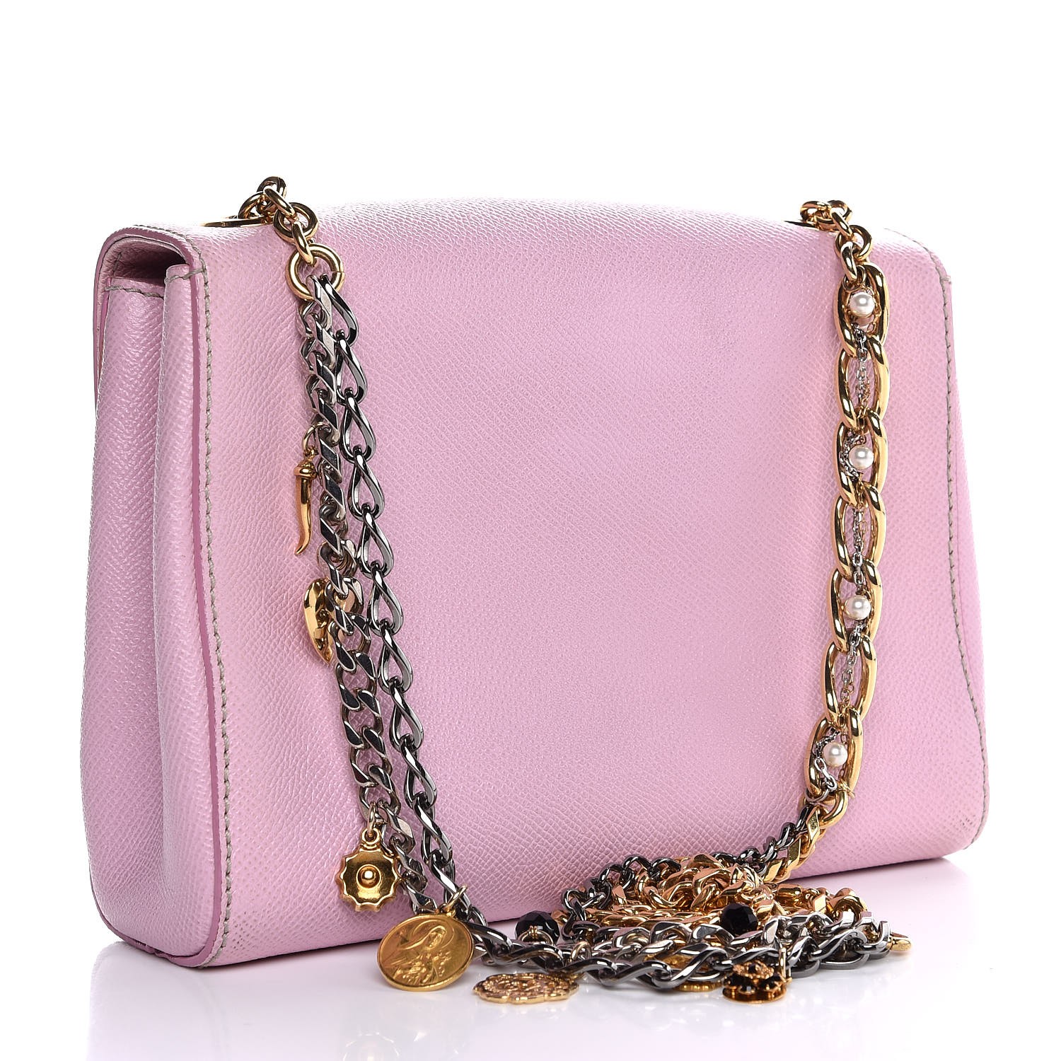 DOLCE & GABBANA Dauphine Charles Flap Shoulder Bag Pink 325857