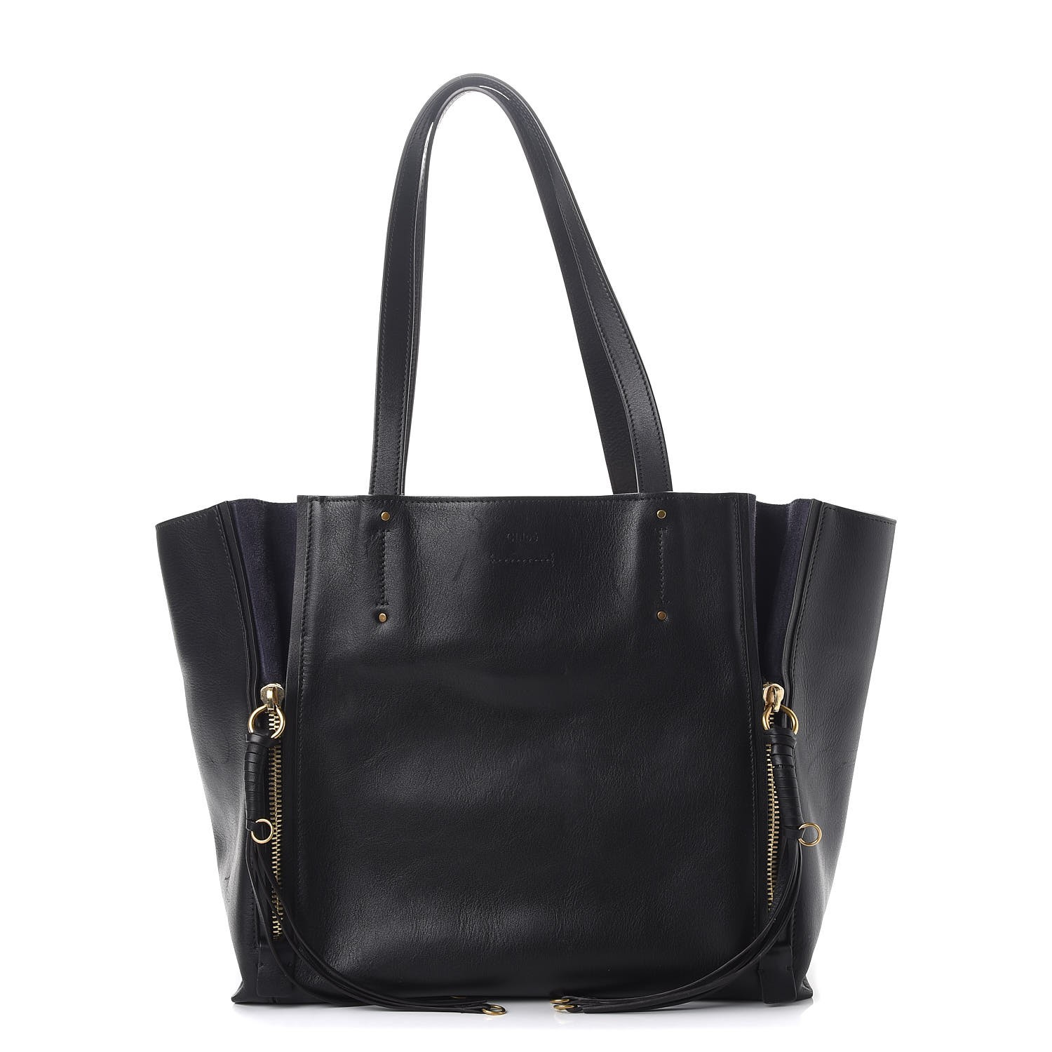 CHLOE Smooth Calfskin Medium Milo Shopping Tote Black 268116