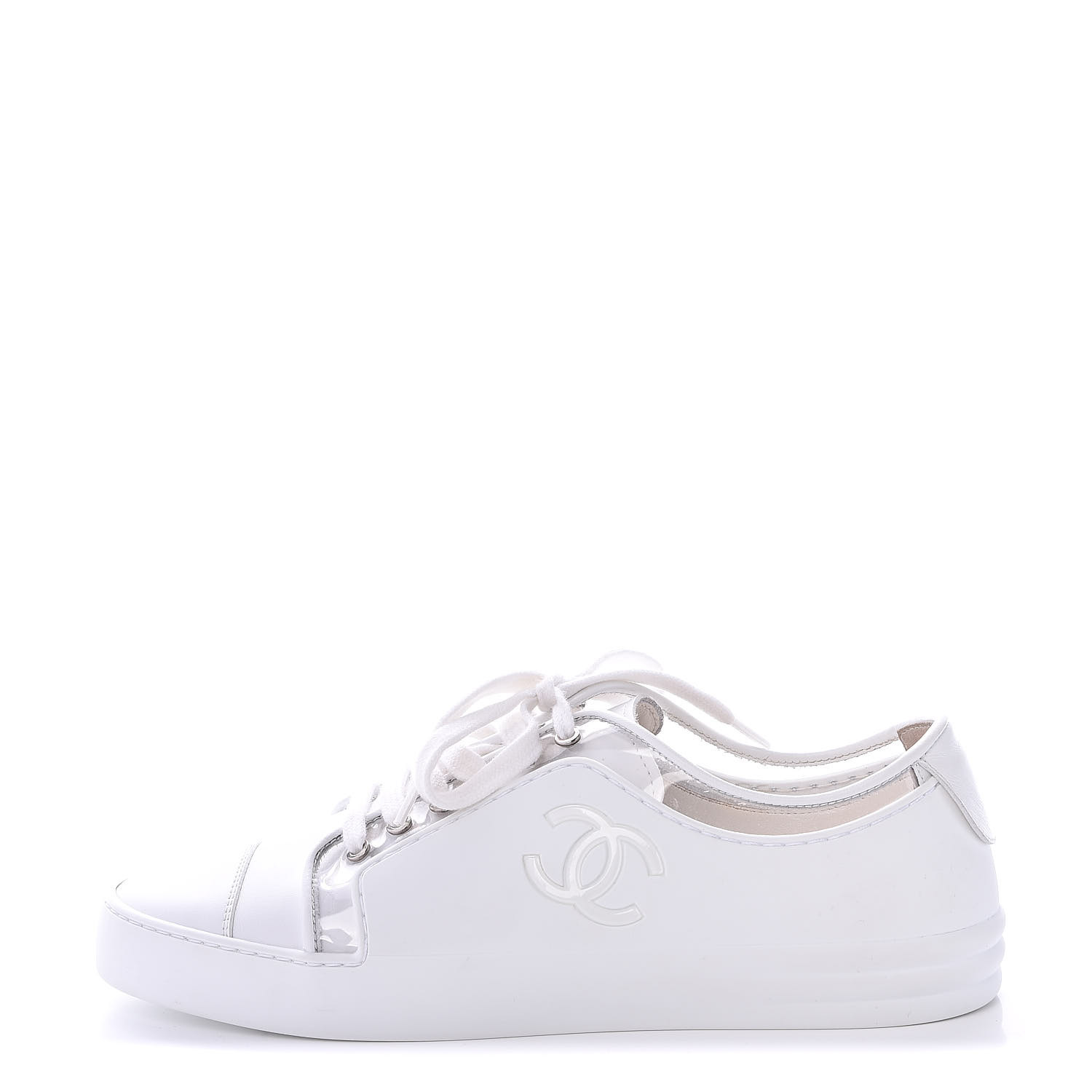 chanel cc logo white transparent sneaker