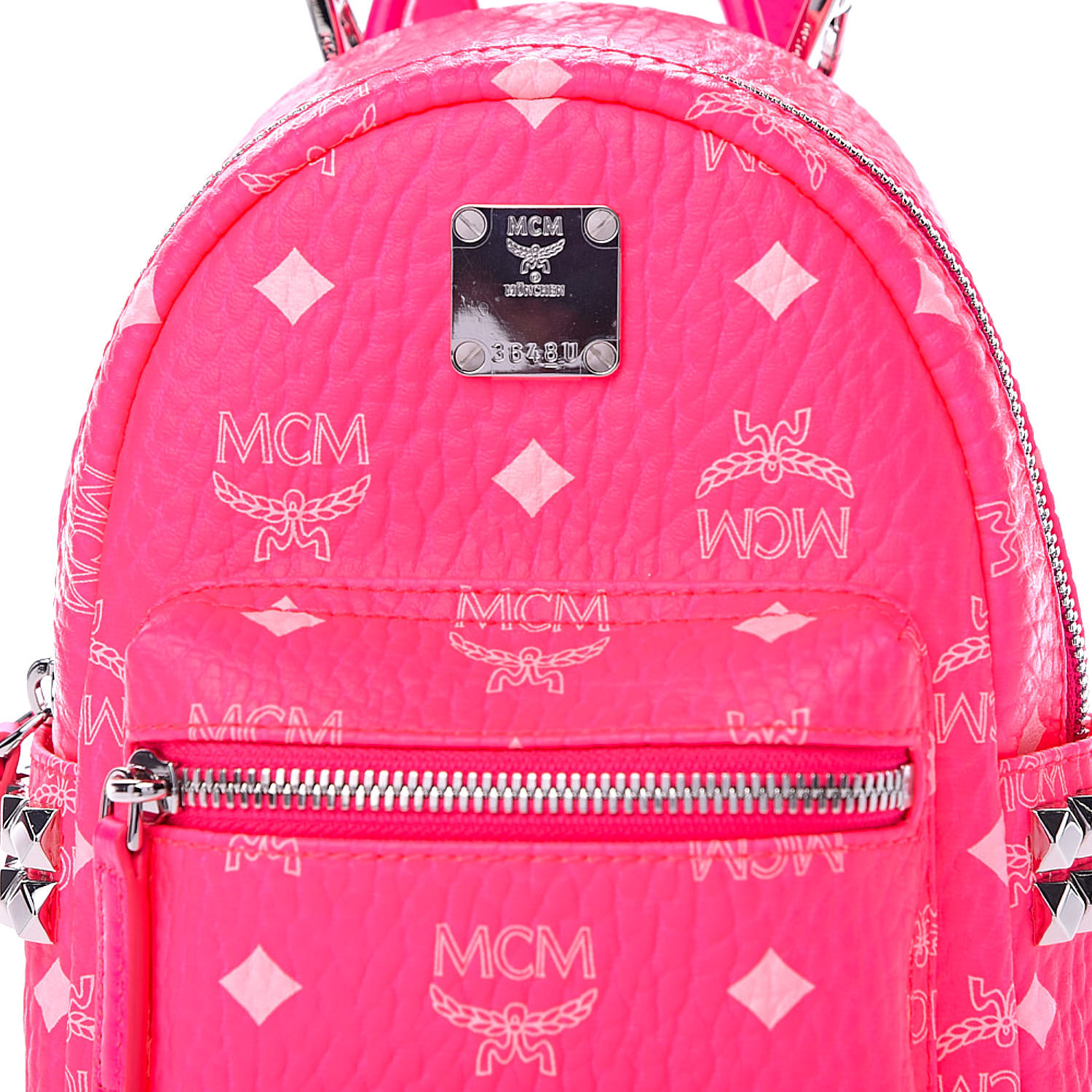 Mcm Visetos Side Stud X Mini Stark Bebe Boo Backpack Neon Pink 518794 Fashionphile