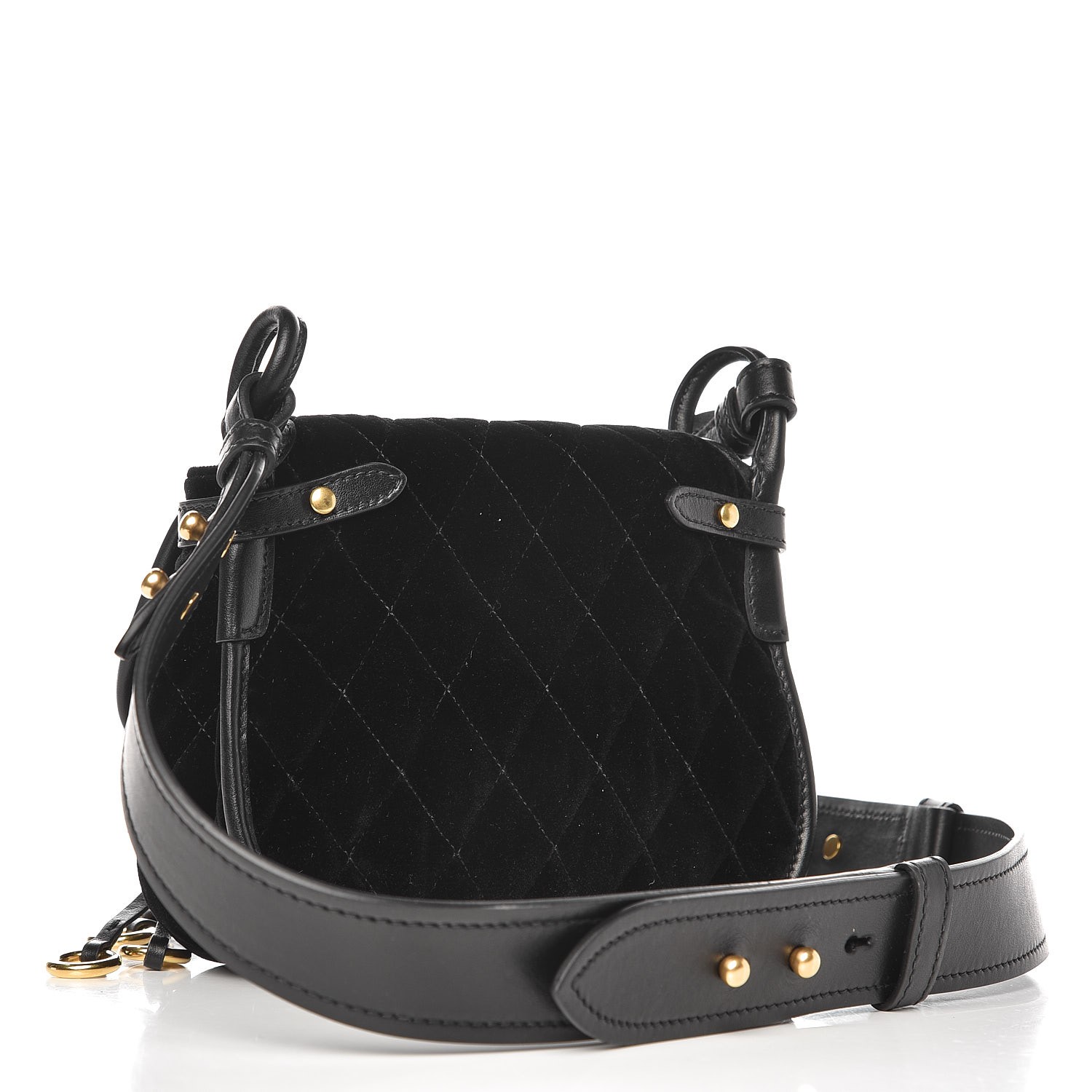 PRADA Velluto Impuntu Corsaire Bag Black 264060 | FASHIONPHILE