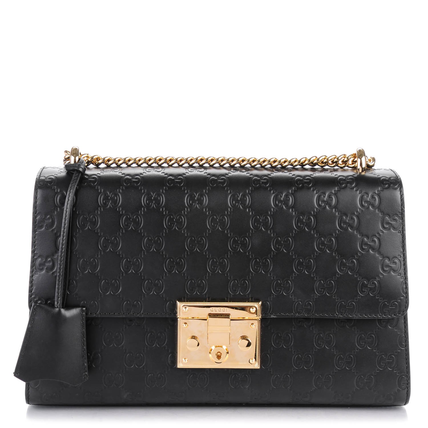 GUCCI Guccissima Medium Padlock Shoulder Bag Black 151719