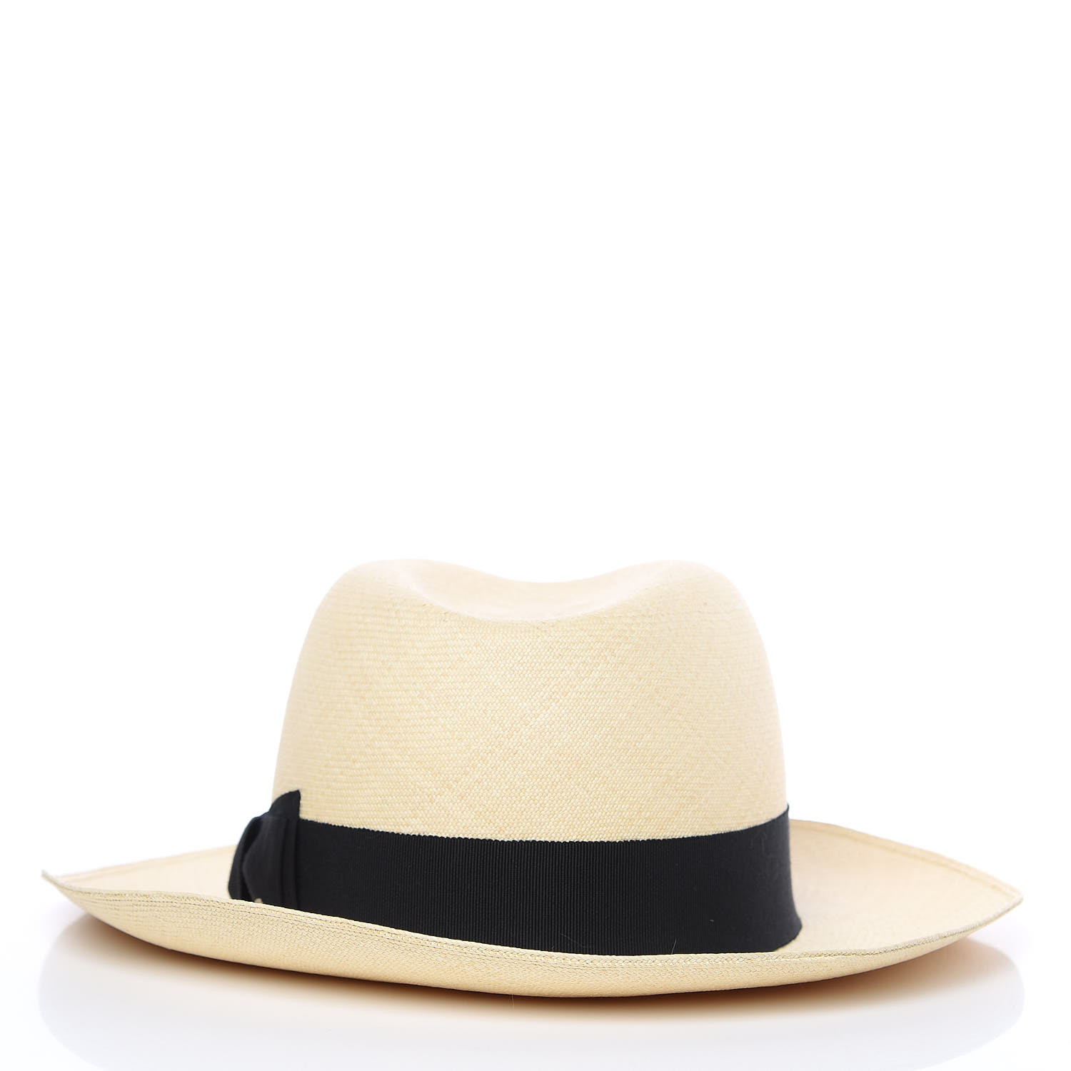 HERMES Straw Mens Rio Panama Hat 58 Natural Black 427561 | FASHIONPHILE