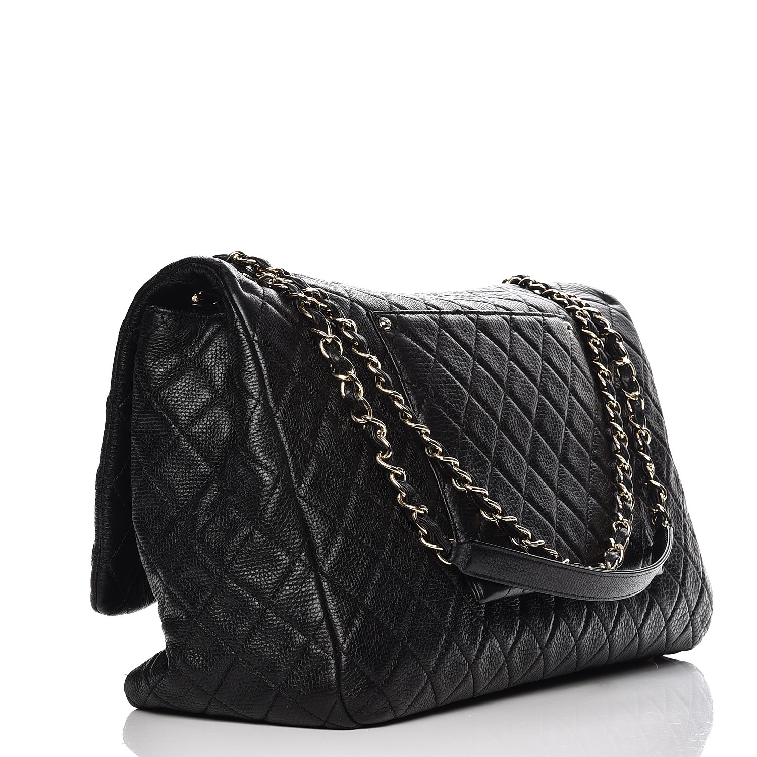 CHANEL Calfskin Quilted XXL Travel Flap Bag Black 210790