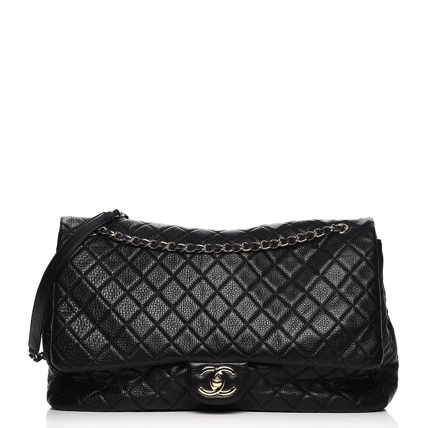 CHANEL Calfskin Quilted XXL Travel Flap Bag Black 210790