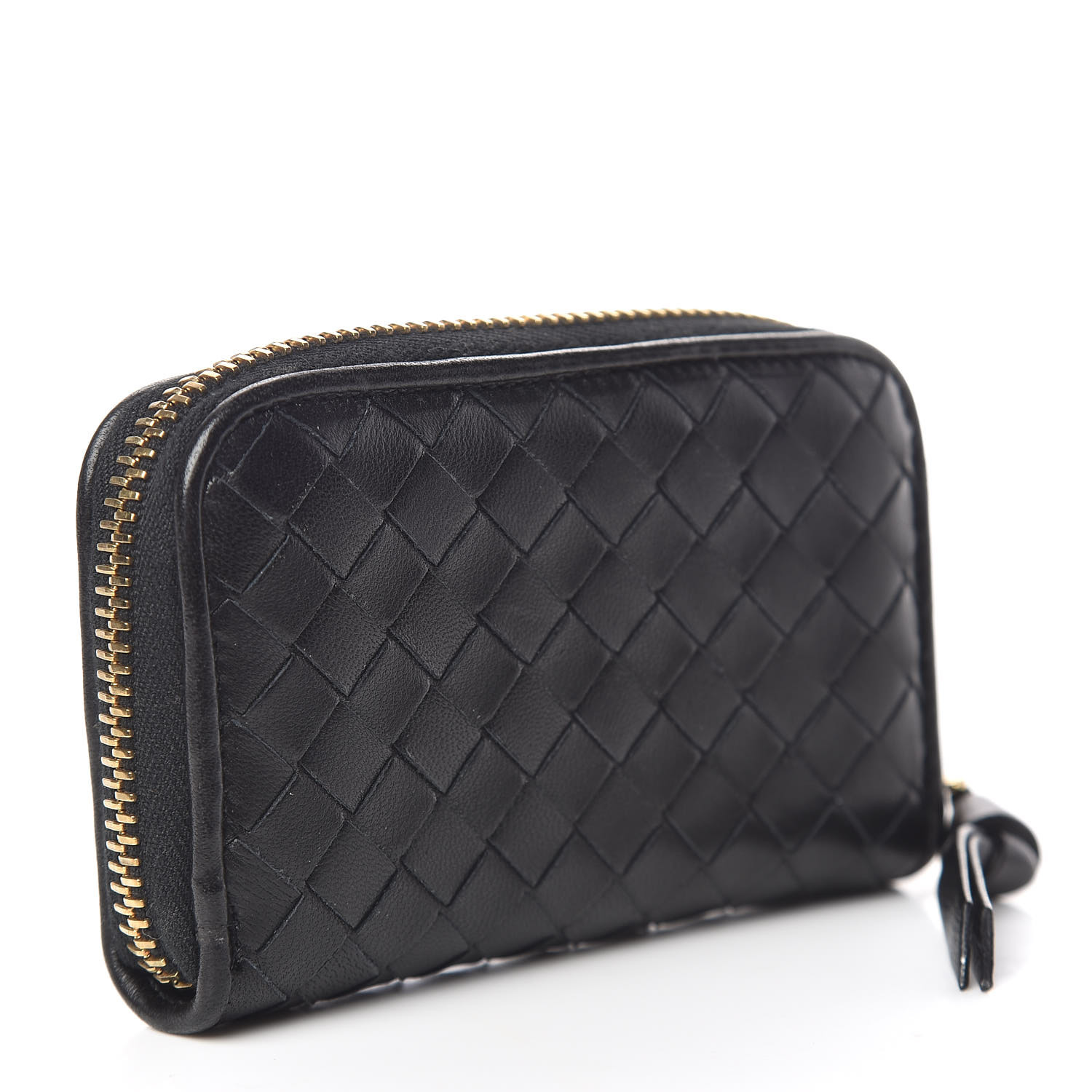 Bottega Veneta Nappa Intrecciato Zip Around Coin Purse Black 460961 