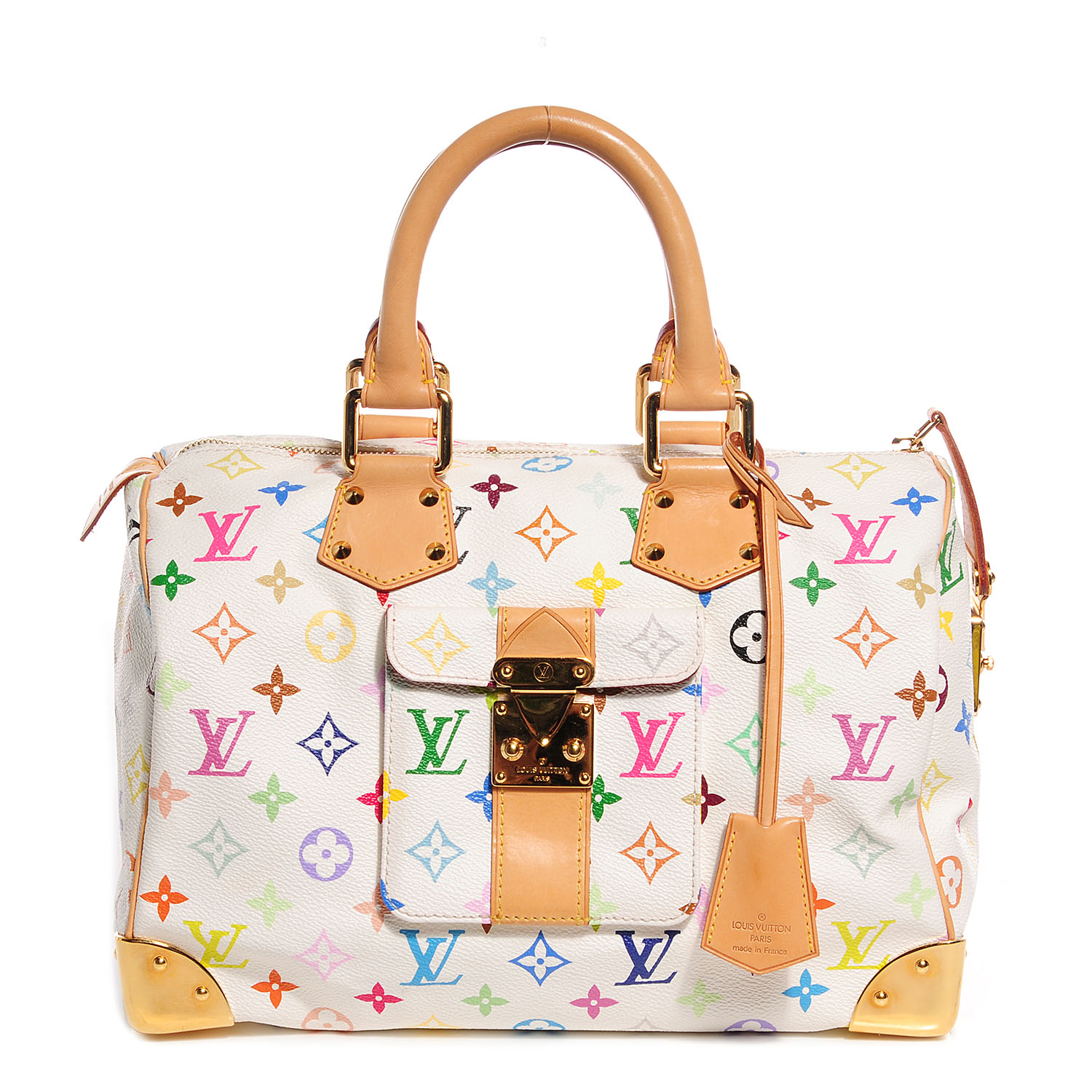 LOUIS VUITTON Monogram Multicolor Speedy 30 White 89050