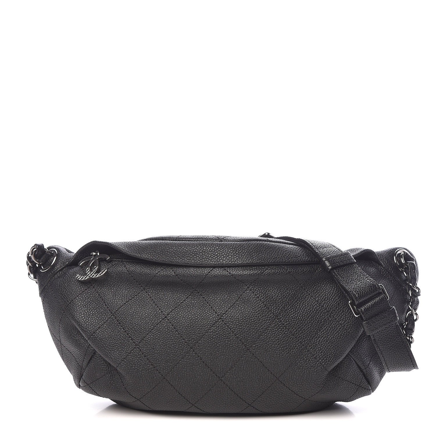 CHANEL Lambskin Quilted Banane Waist Bag Fanny Pack Black 468709 ...