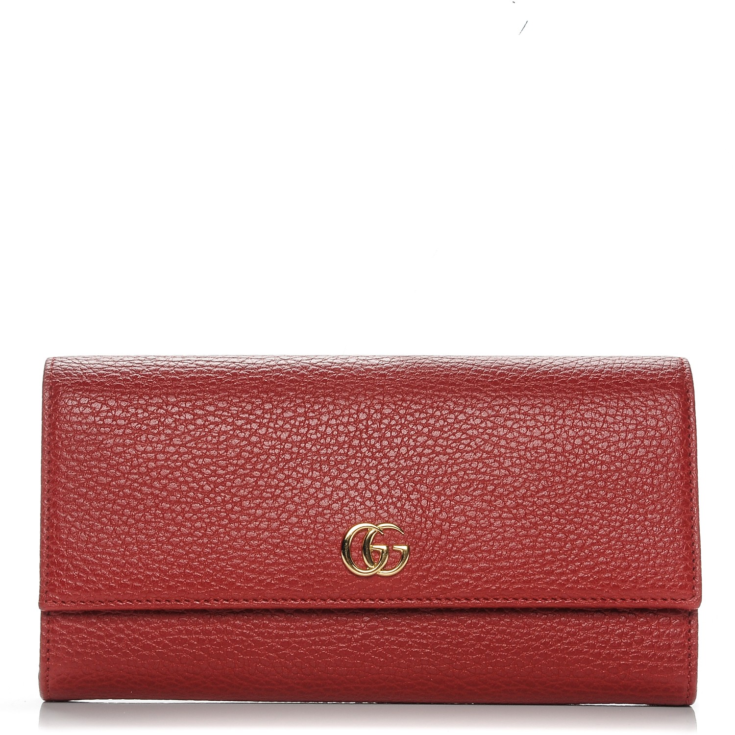 GUCCI Calfskin GG Marmont Continental Wallet Hibiscus Red 192525