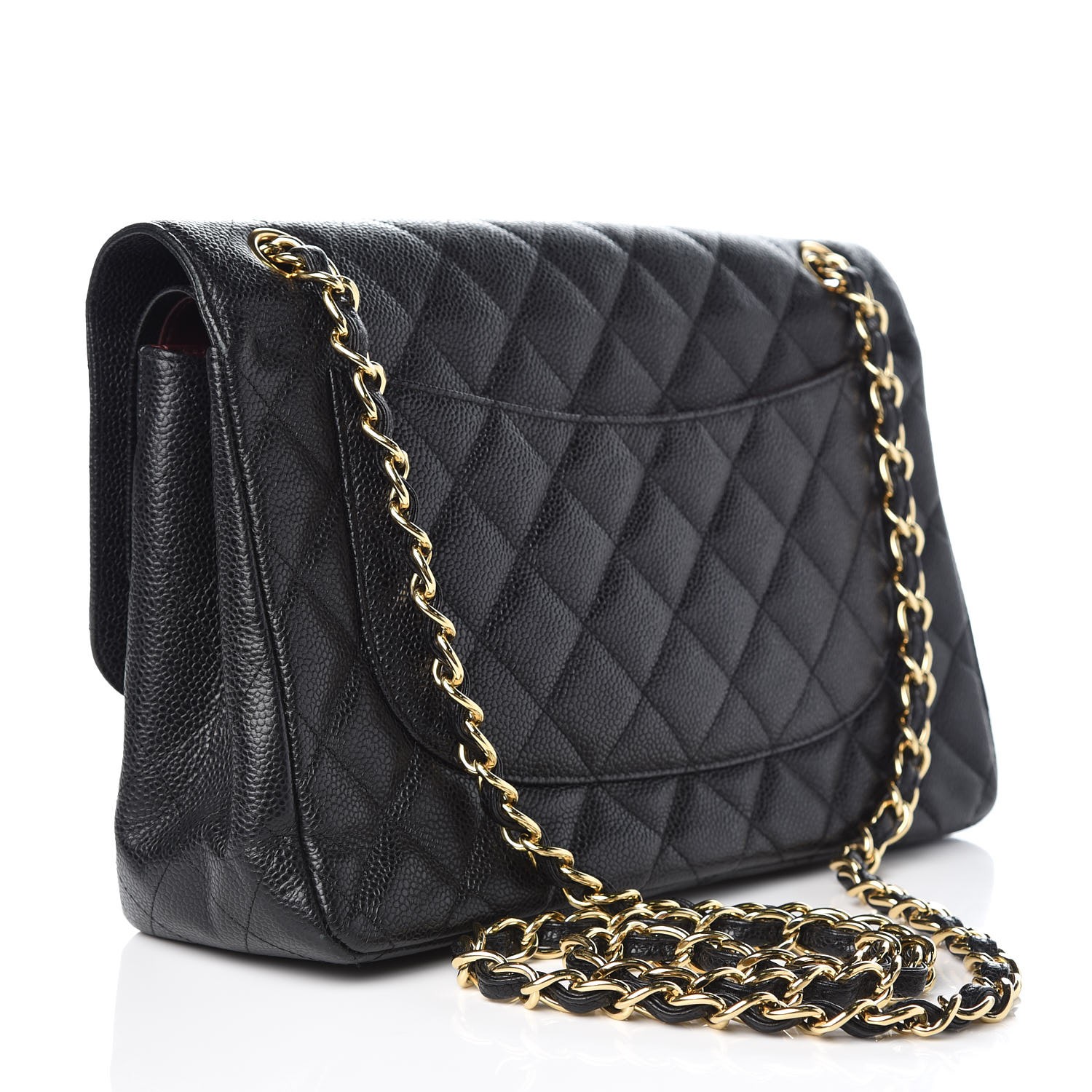 CHANEL Caviar Quilted Jumbo Double Flap Black 308228