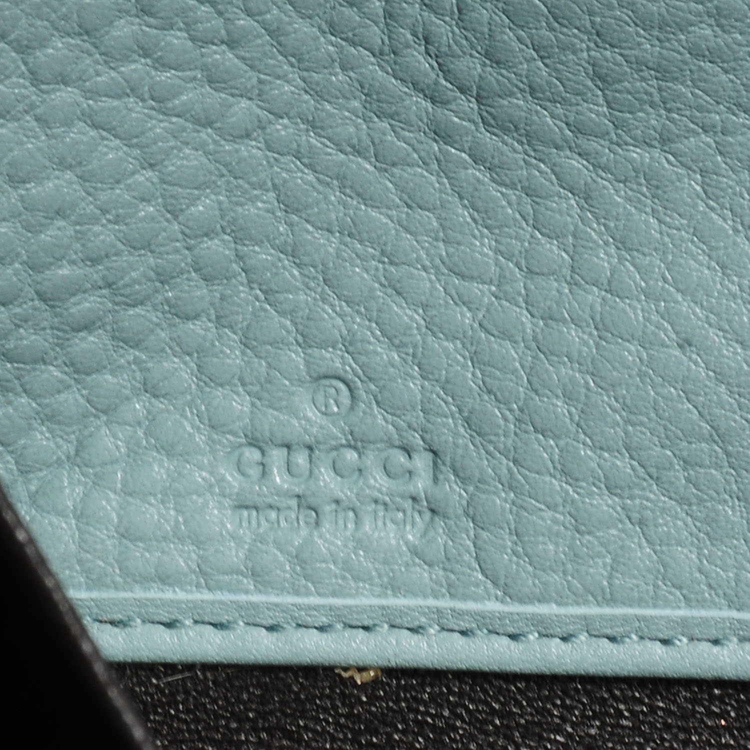 GUCCI Leather Soho Zip Around Wallet Light Blue 65282