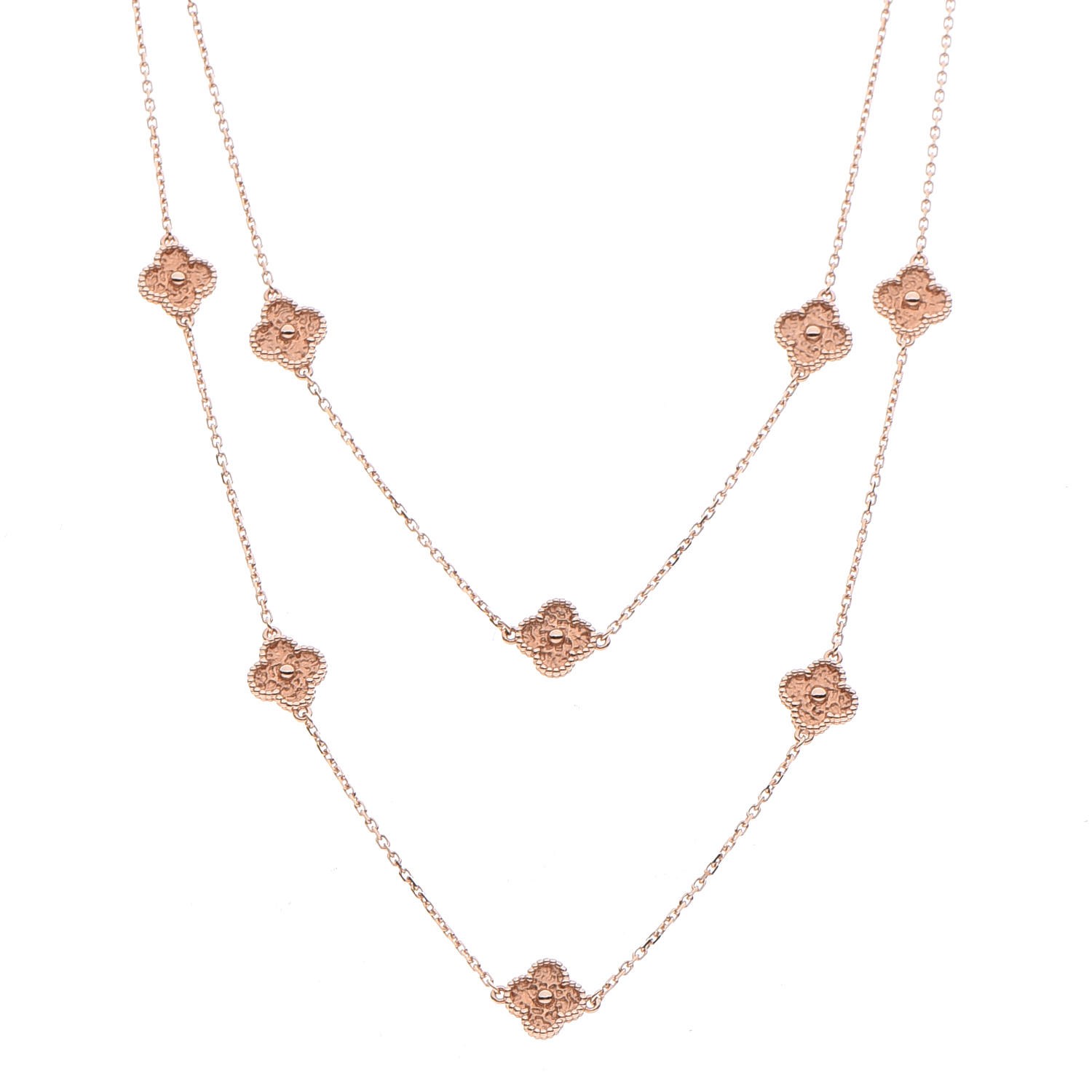 Van Cleef And Arpels 18k Rose Gold Sweet Alhambra 16 Motif Necklace 280946 2694