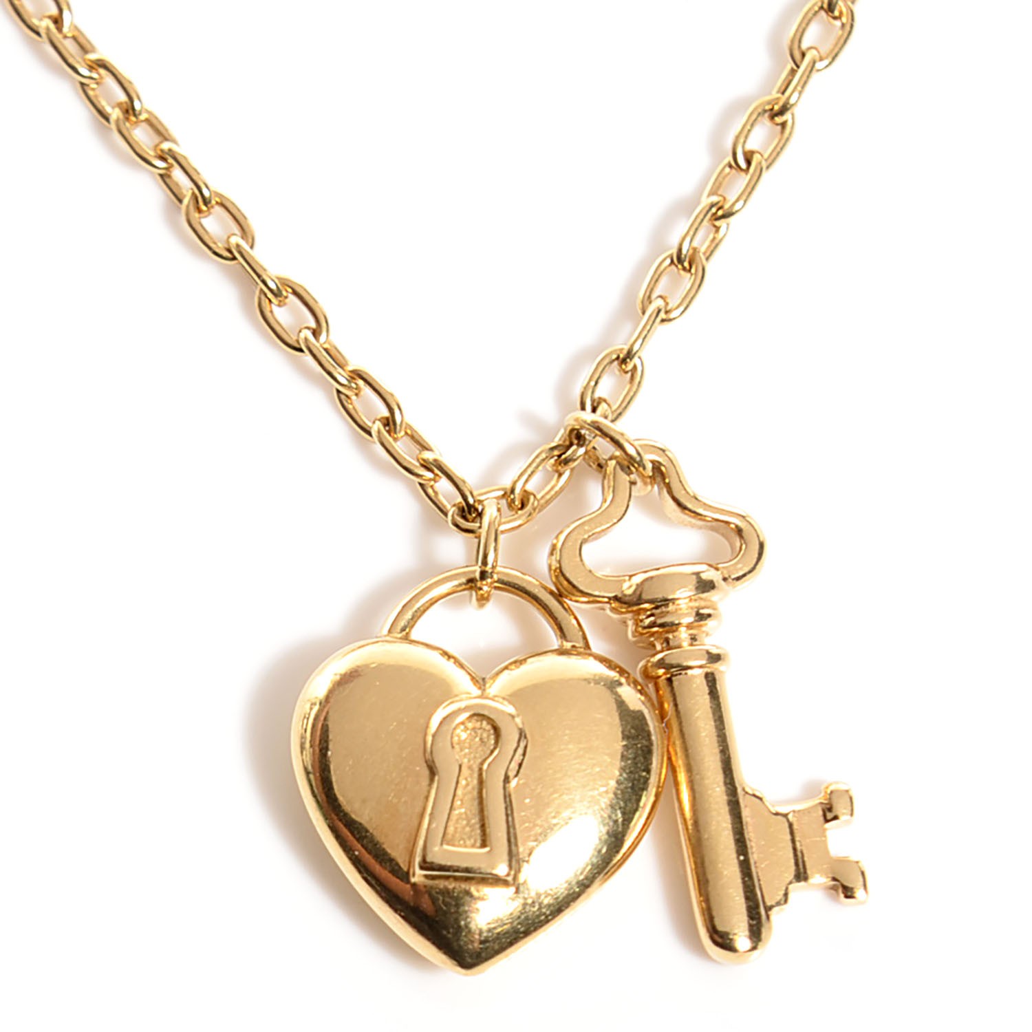 TIFFANY 18k Yellow Gold Heart Lock Pendant Necklace 100375