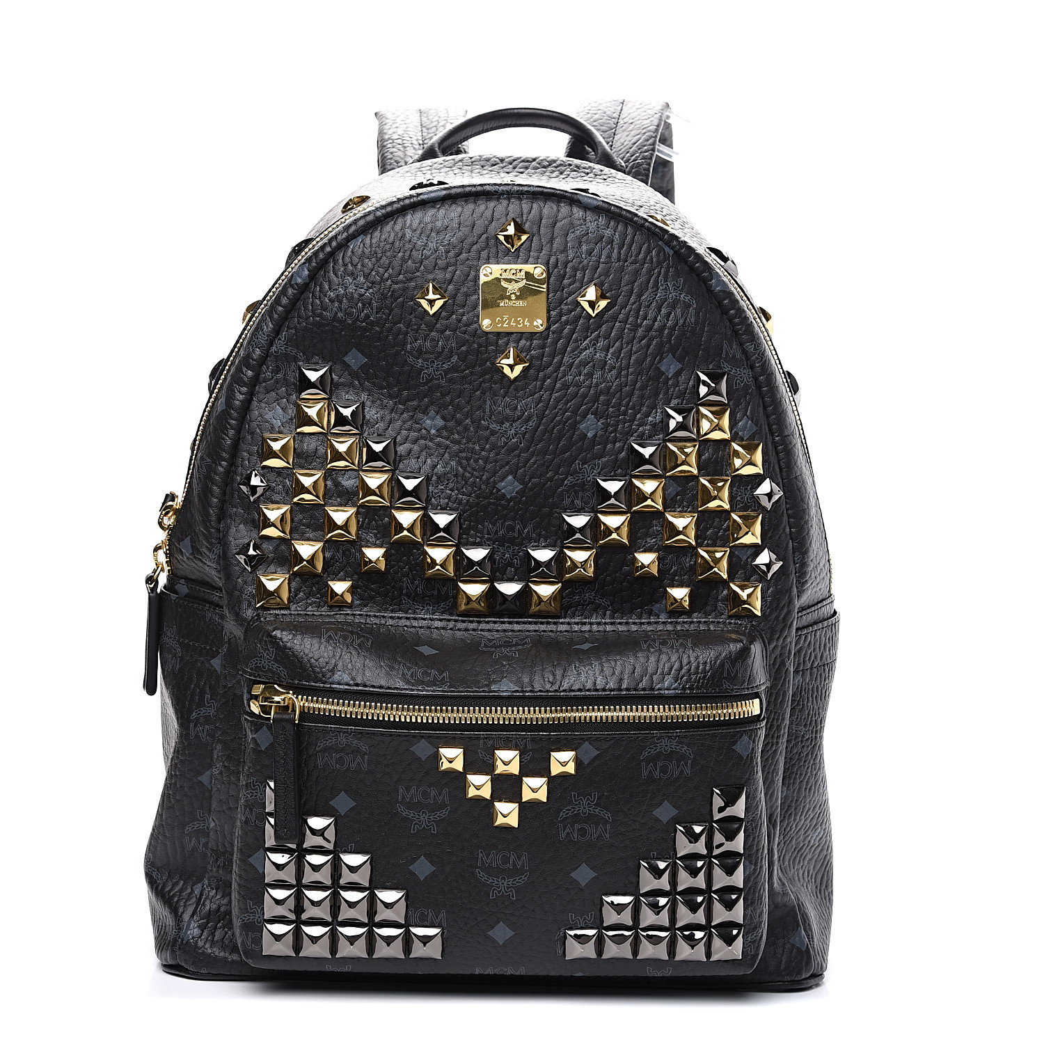 mcm backpack black studded