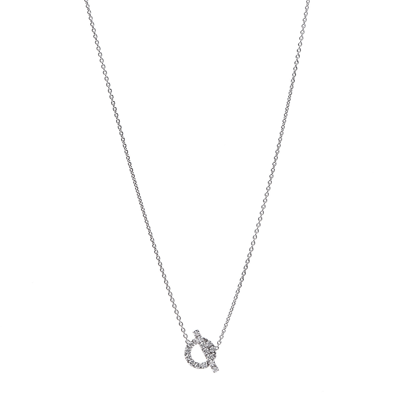 HERMES 18K White Gold Diamond Finesse Pendant Necklace 547728