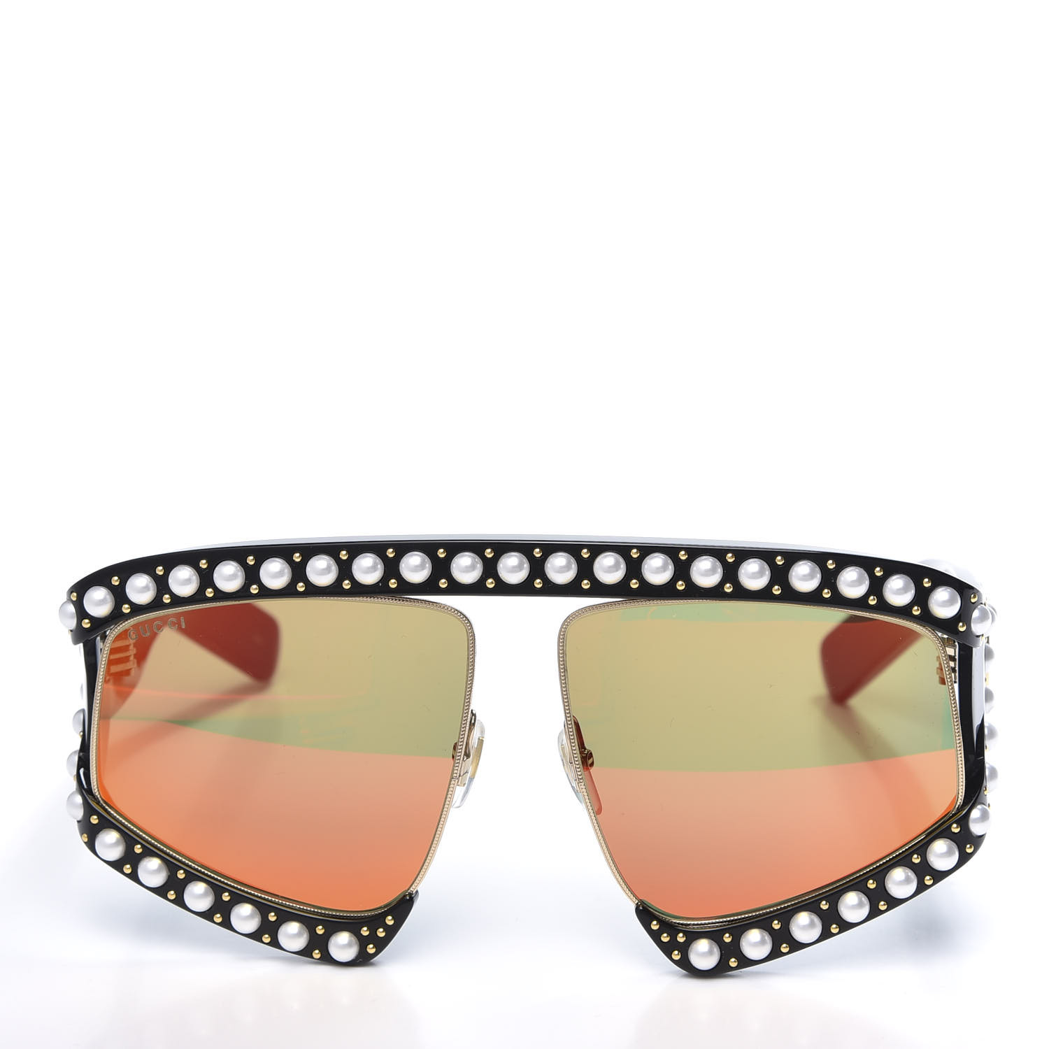 Gucci Acetate Pearl Rectangular Frame Sunglasses Gg0234s Black Orange 552772 Fashionphile 