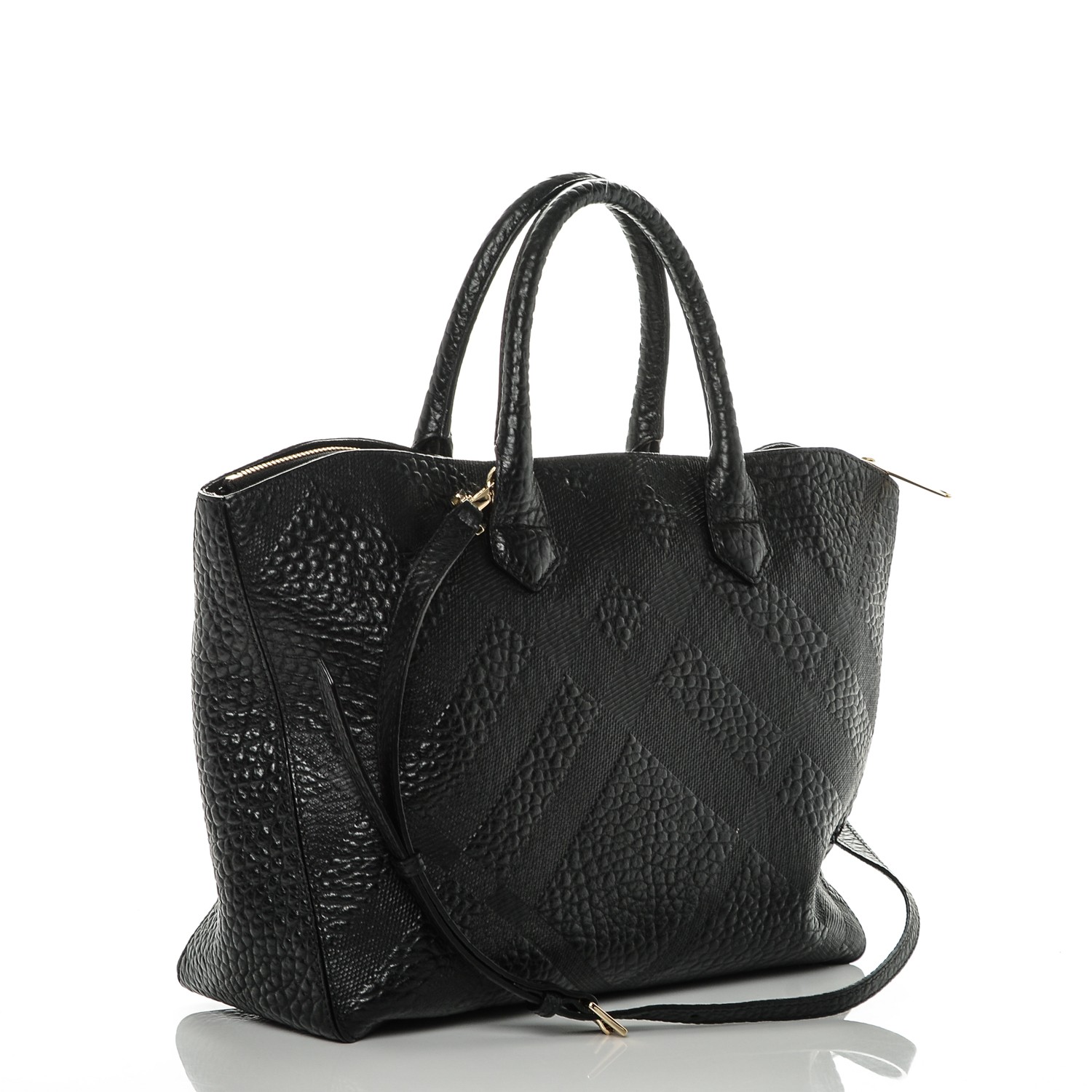 BURBERRY Heritage Grain Medium Dewsbury Tote Black 223352