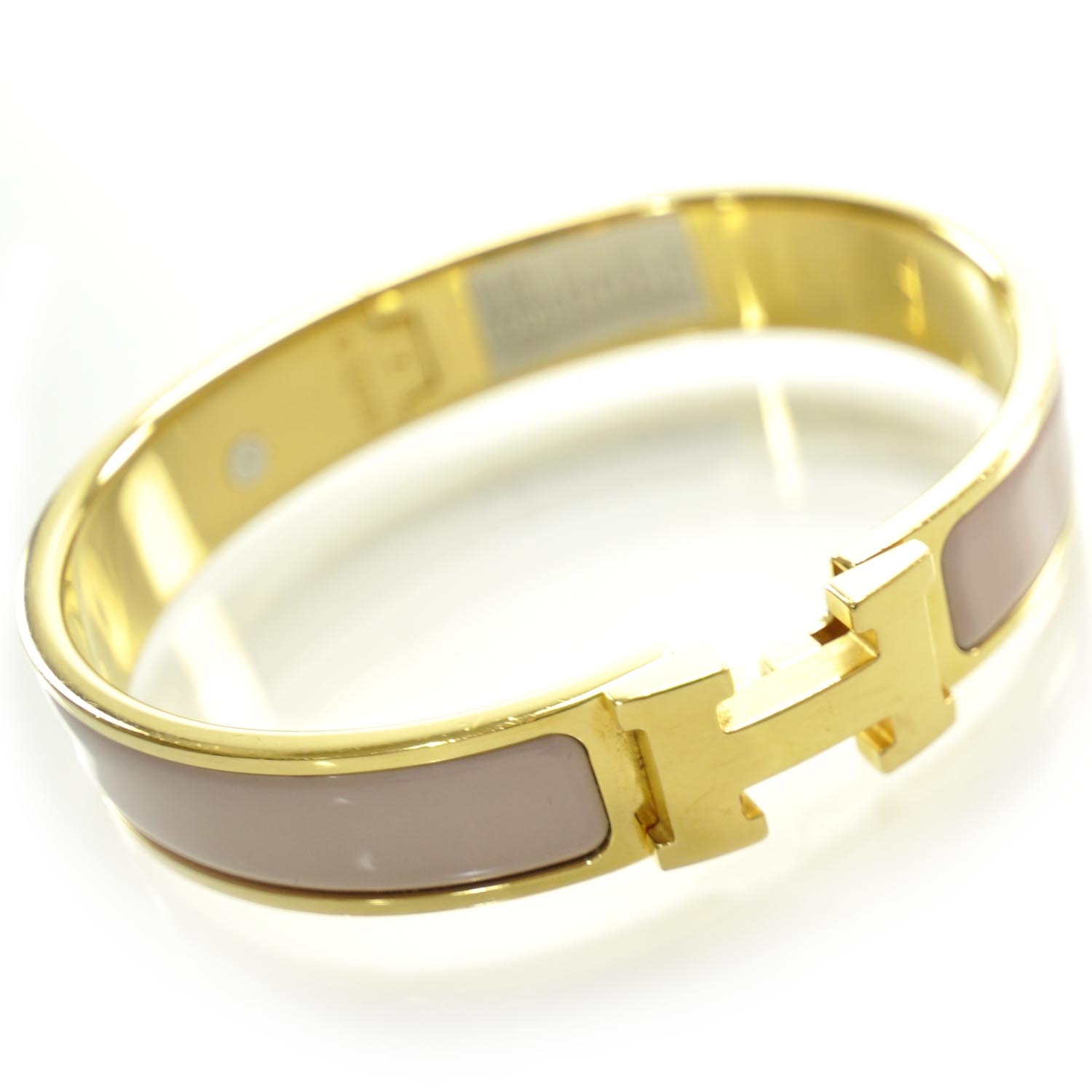 HERMES Enamel Narrow Clic Clac H Bracelet Pink and Gold 23758 ...