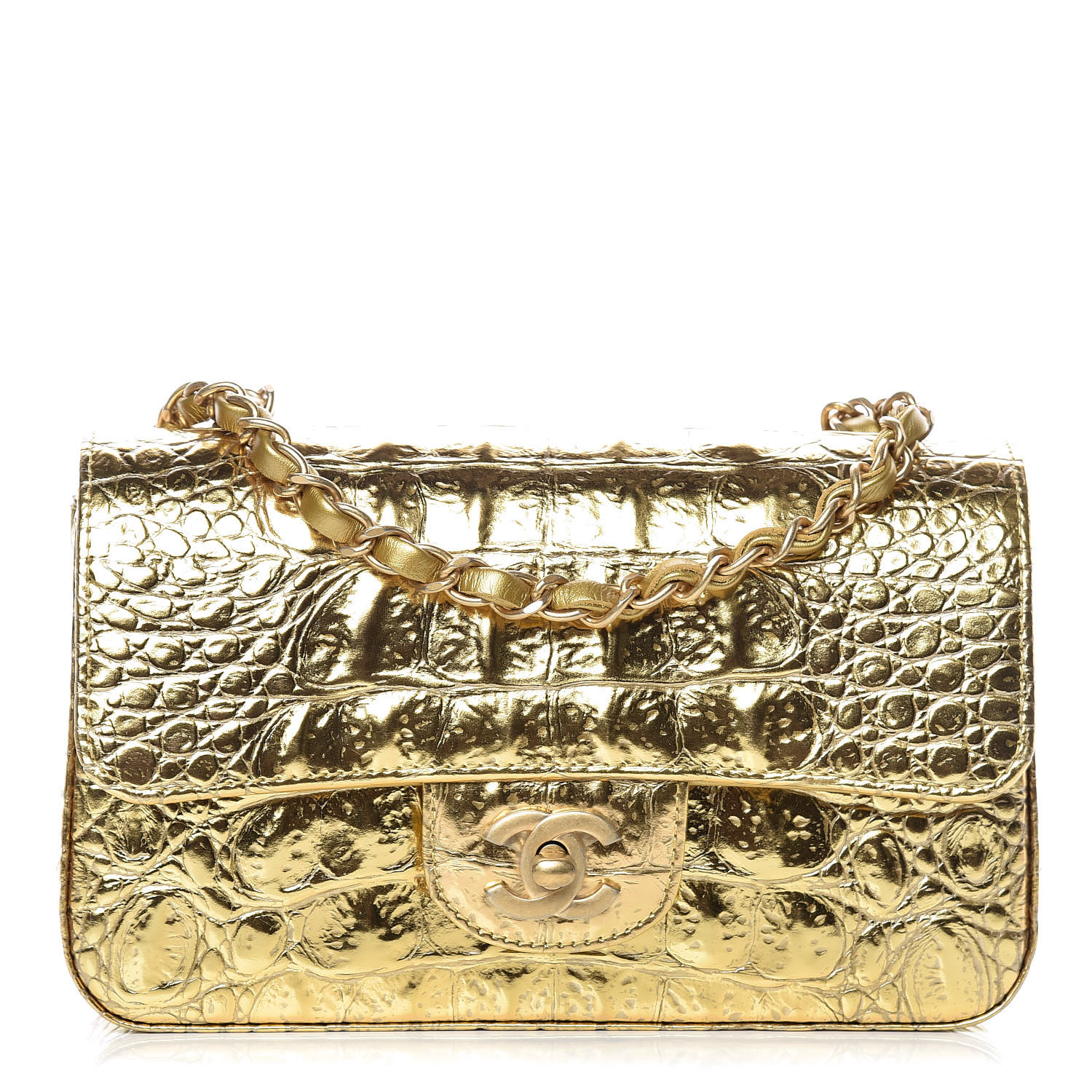 gold croc bag