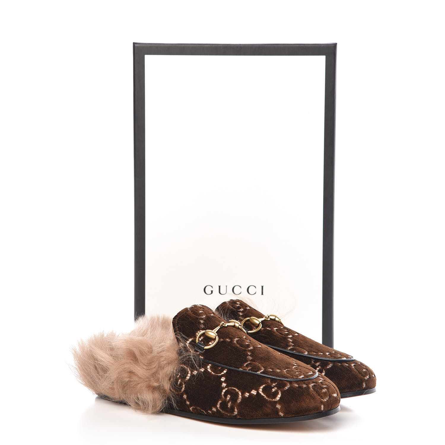 gucci velvet fur slides