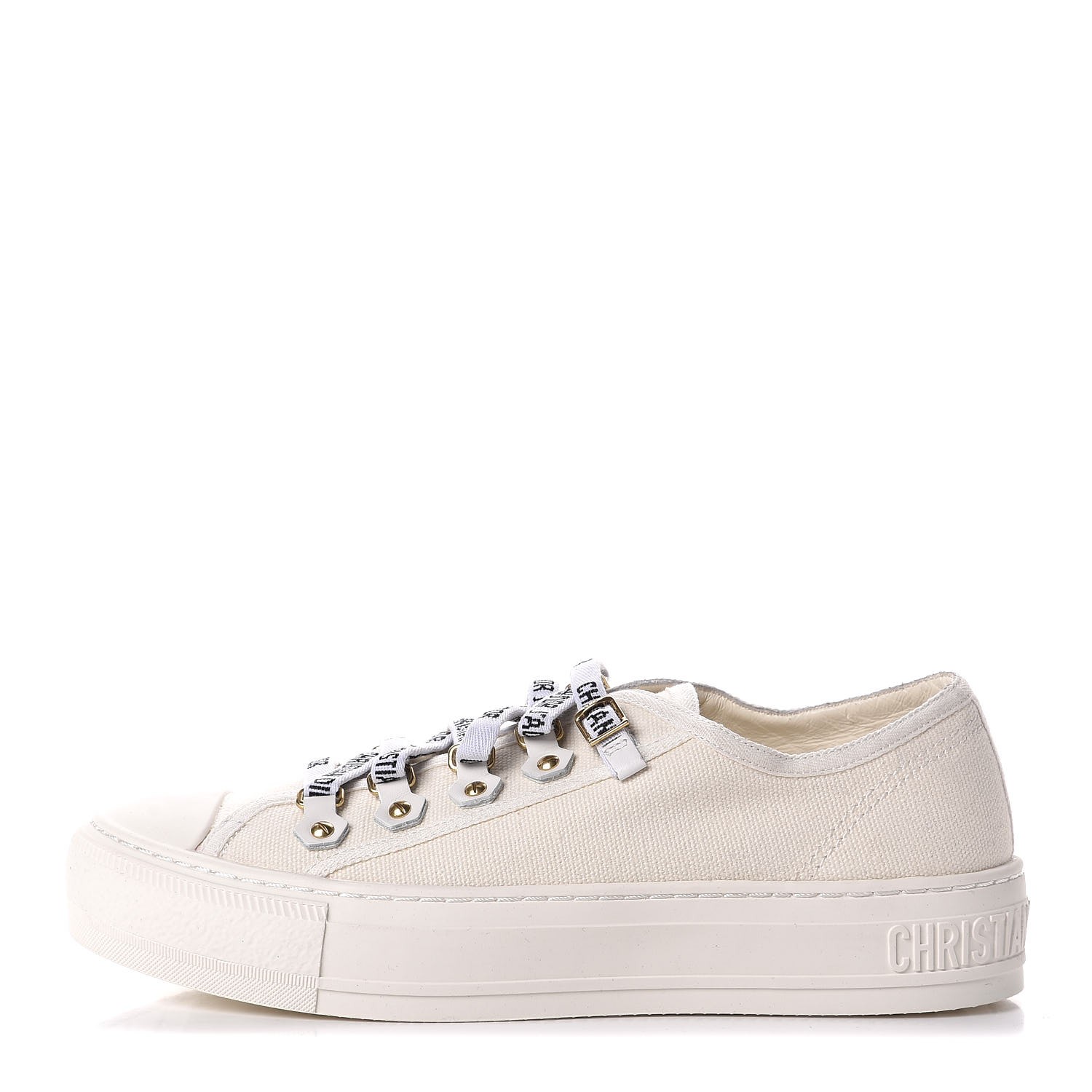 CHRISTIAN DIOR Canvas Walk'n Dior Low Top Sneakers 36 White 319683