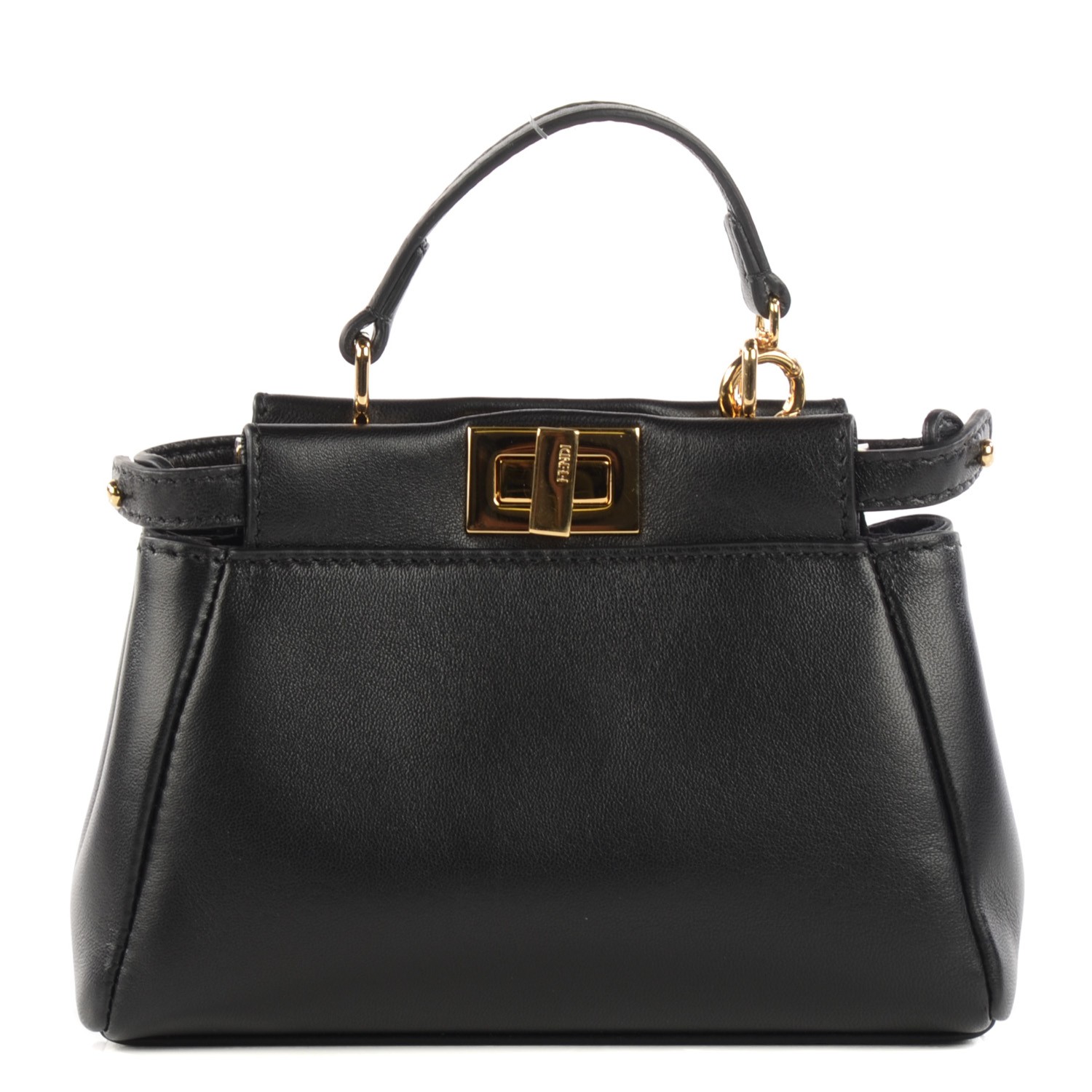 FENDI Nappa Micro Peekaboo Iconic Satchel Black 118258