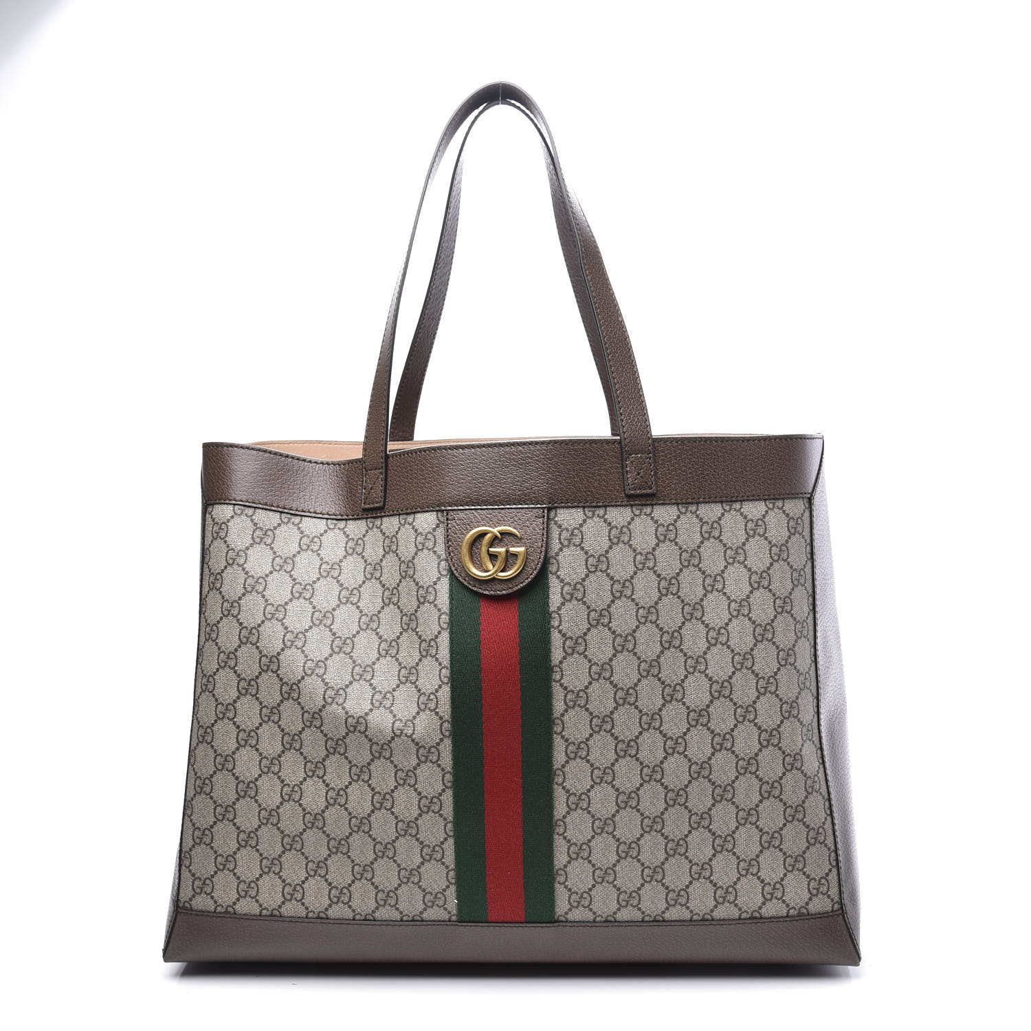 GUCCI GG Supreme Monogram Web Large Ophidia Tote Brown 590208 ...