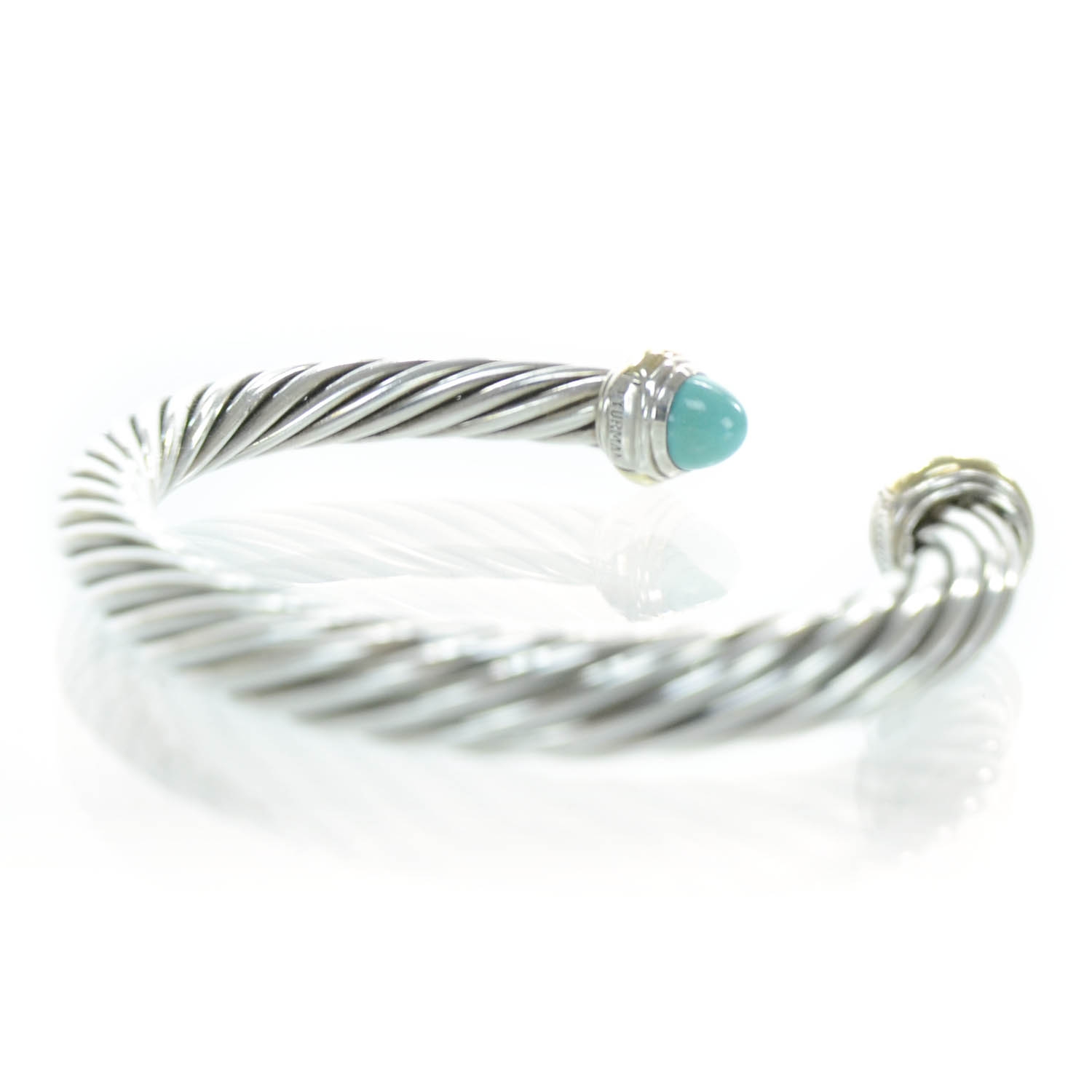 DAVID YURMAN Sterling Silver and 14k Gold Turquoise Cable Cuff 28836