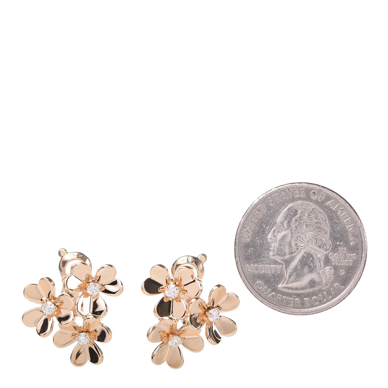 VAN CLEEF & ARPELS 18K Yellow Gold Diamond Mini Frivole 3 Flowers