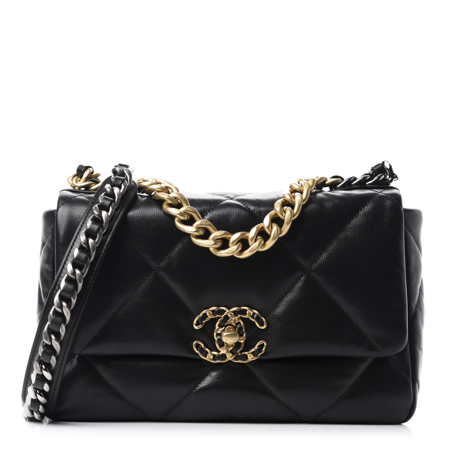 goatskin quilted medium chanel 19 flap black