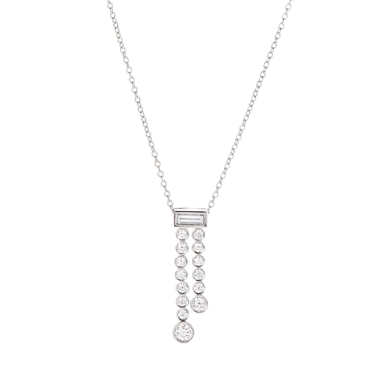 TIFFANY Platinum Diamond Jazz Double Drop Pendant Necklace 329118 ...