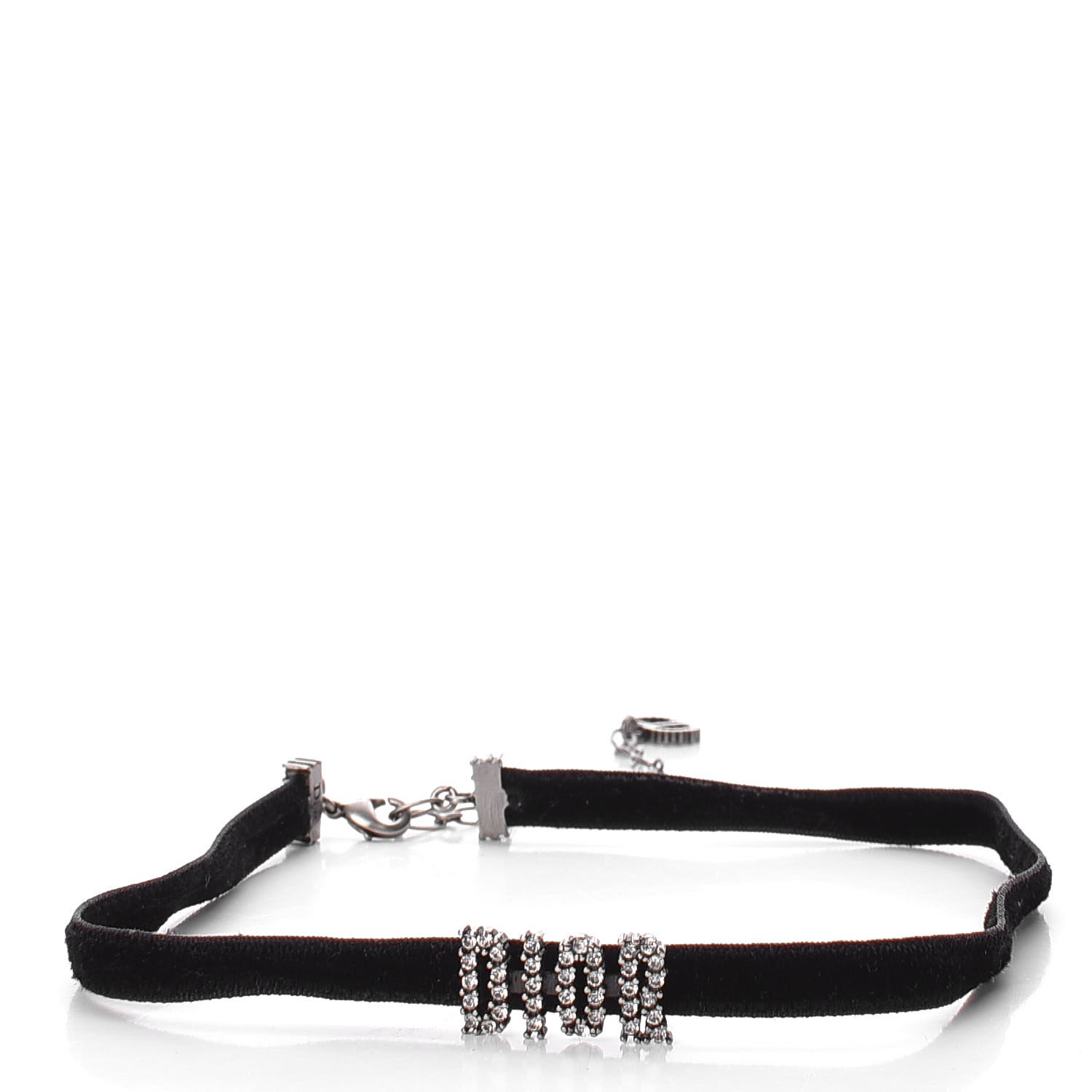 CHRISTIAN DIOR Velvet Crystal J'Adior Choker Necklace Black 290755