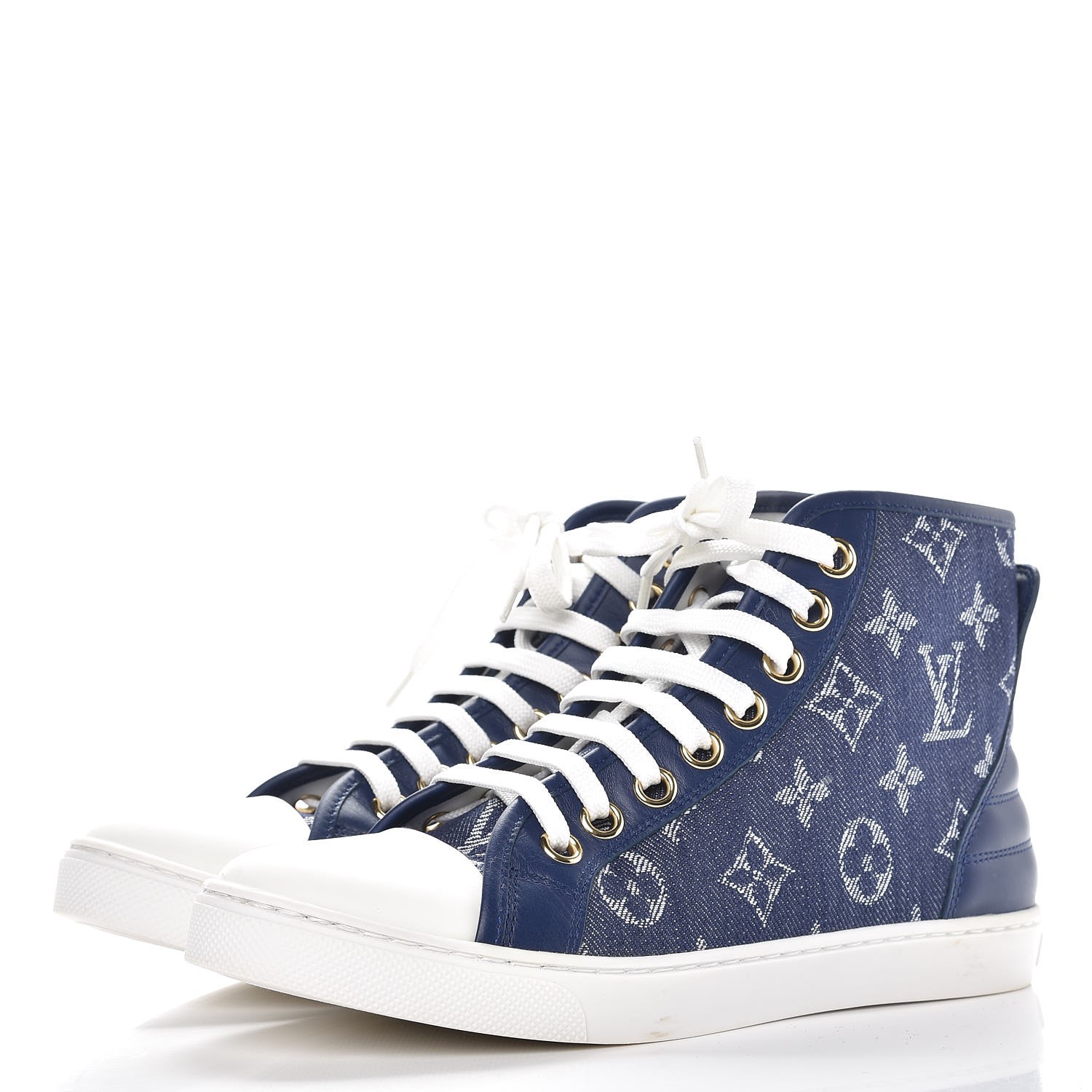 LOUIS VUITTON Monogram Denim Punchy Sneakers 35.5 Blue 277166